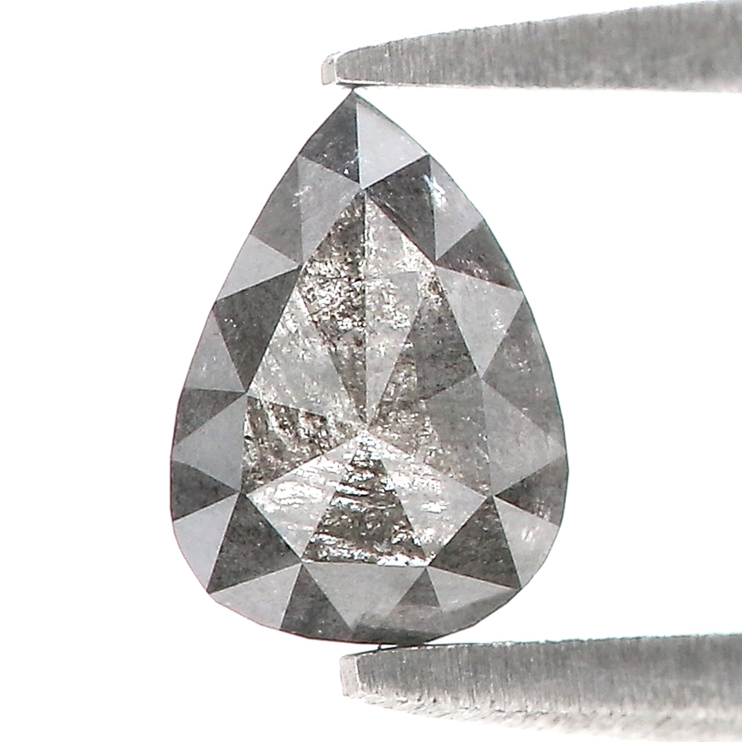 0.70 CT Natural Loose Pear Shape Diamond Salt And Pepper Pear Cut Diamond 6.40 MM Natural Black Grey Color Pear Rose Cut Diamond LQ3354