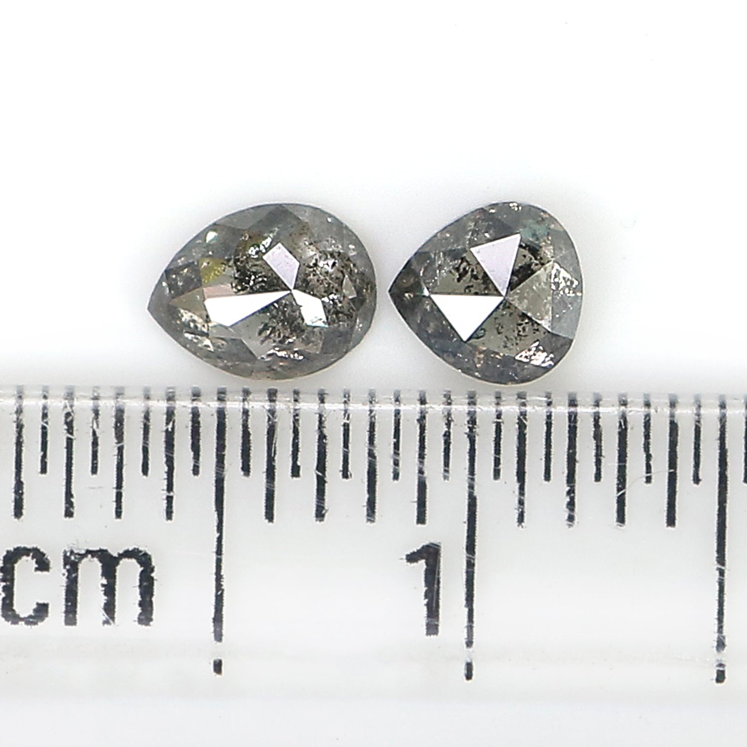 0.43 CT Natural Loose Pear Cut Pair Diamond Salt And Pepper Pear Shape Diamond 3.85 MM Natural Black Grey Color Pear Rose Cut Diamond KQ2478