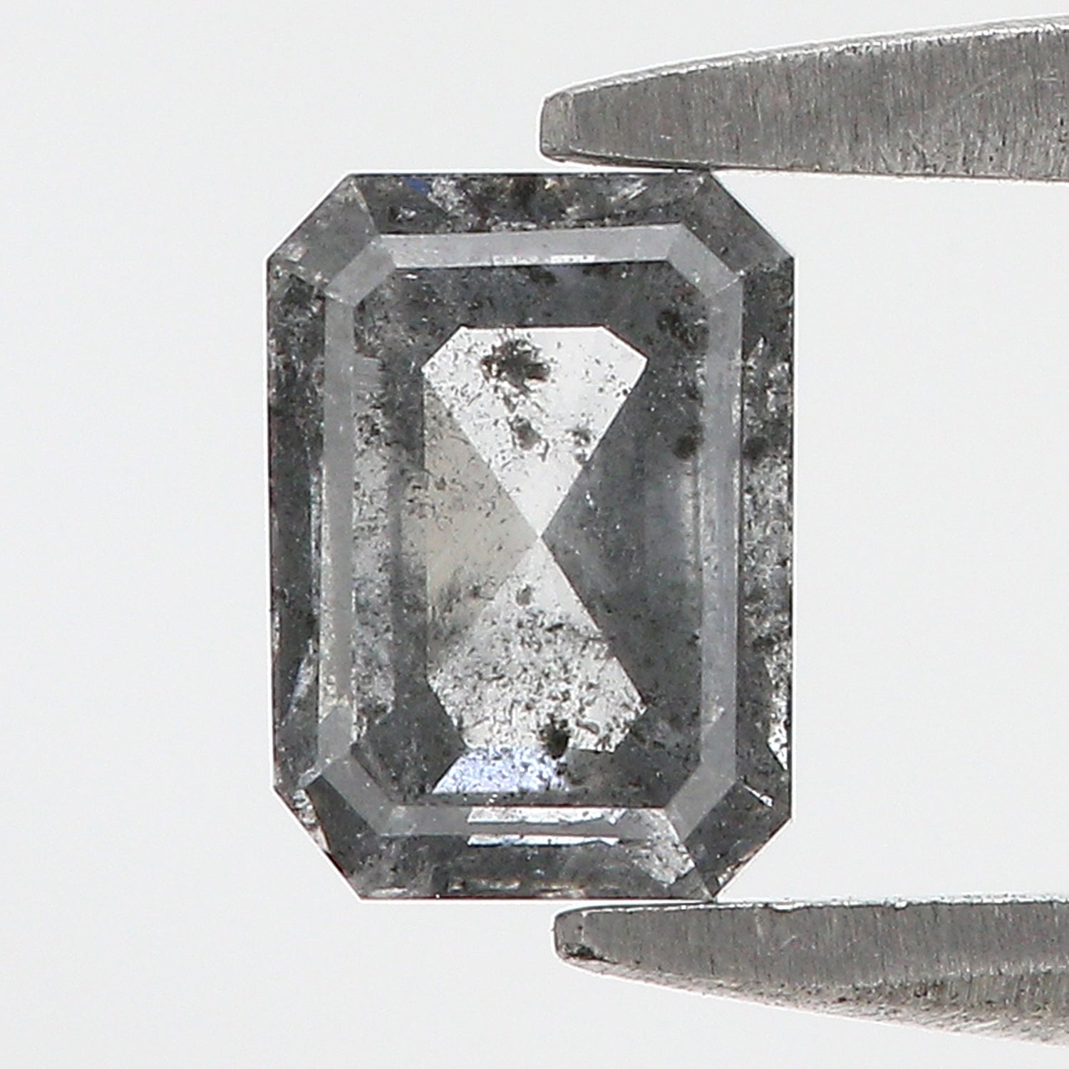 0.65 CT Natural Loose Emerald Shape Diamond Salt And Pepper Emerald Shape Diamond 5.70 MM Black Grey Color Emerald Rose Cut Diamond QL9579