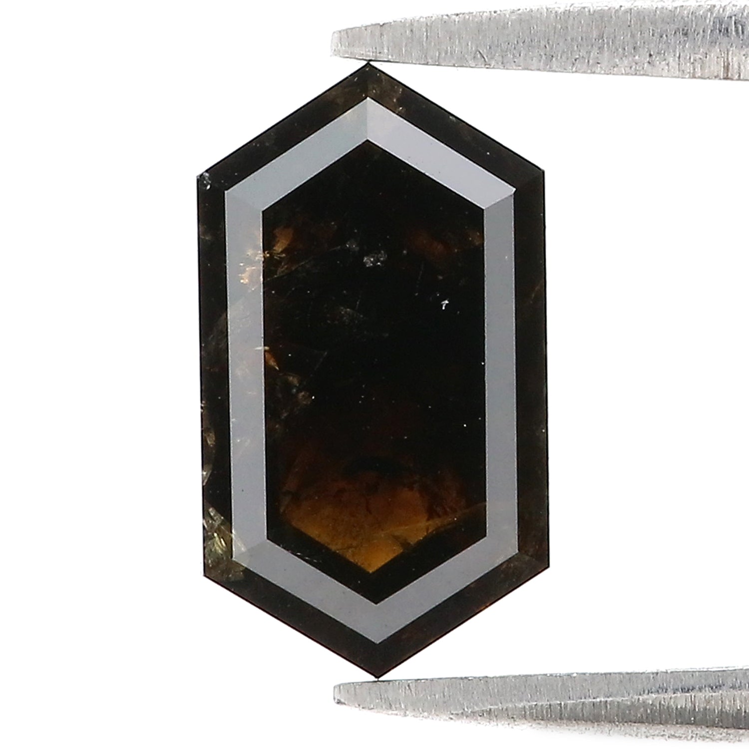 2.62 CT Natural Loose Hexagon Shape Diamond Black Color Hexagon Cut Diamond 11.50 MM Natural Brown Color Hexagon Rose Cut Diamond L3405