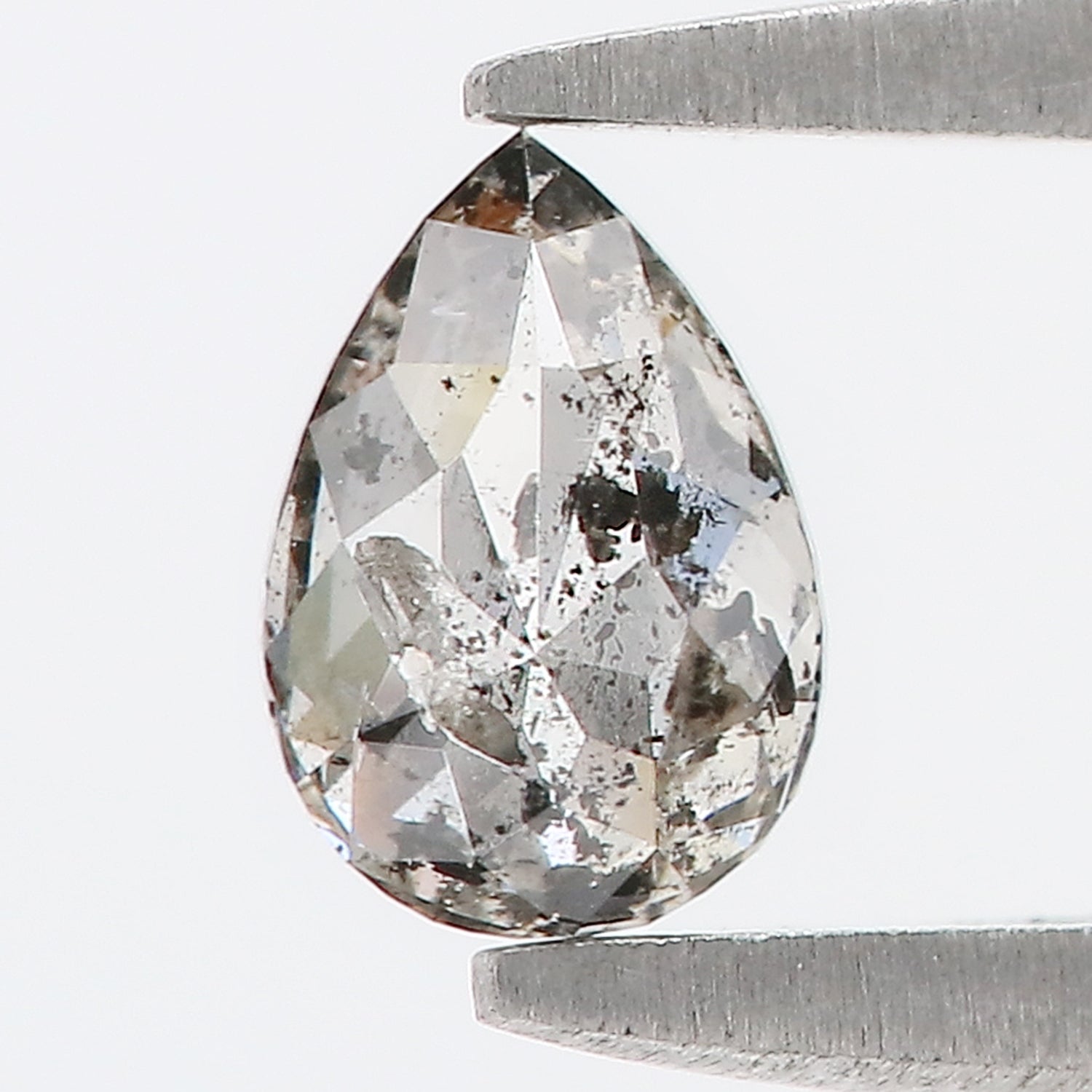 0.38 CT Natural Loose Pear Shape Diamond Salt And Pepper Pear Rose Cut Diamond 5.55 MM Black Grey Color Pear Shape Rose Cut Diamond LQ1961