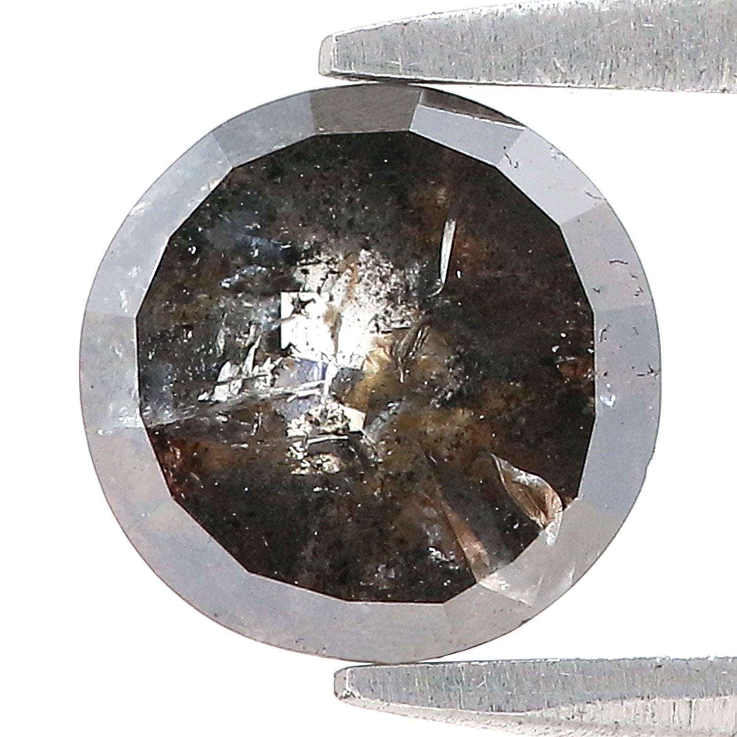 2.00 Ct Natural Loose Round Rose Cut Diamond Black Grey Color Rose Cut Diamond 7.20 MM Natural Loose Salt And Pepper Rose Cut Diamond QL674