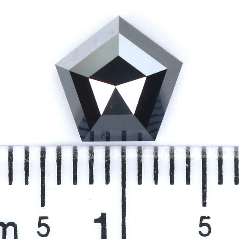 2.10 CT Natural Loose Pentagon Shape Diamond Black Color Pentagon Shape Diamond 7.55 MM Natural Loose Diamond Black Pentagon Diamond NQ526