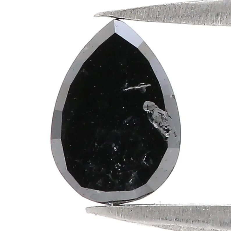 0.61 CT Natural Loose Pear Shape Diamond Black Color Pear Cut Diamond 7.00 MM Natural Loose Diamond Black Pear Rose Cut Diamond NQ2552