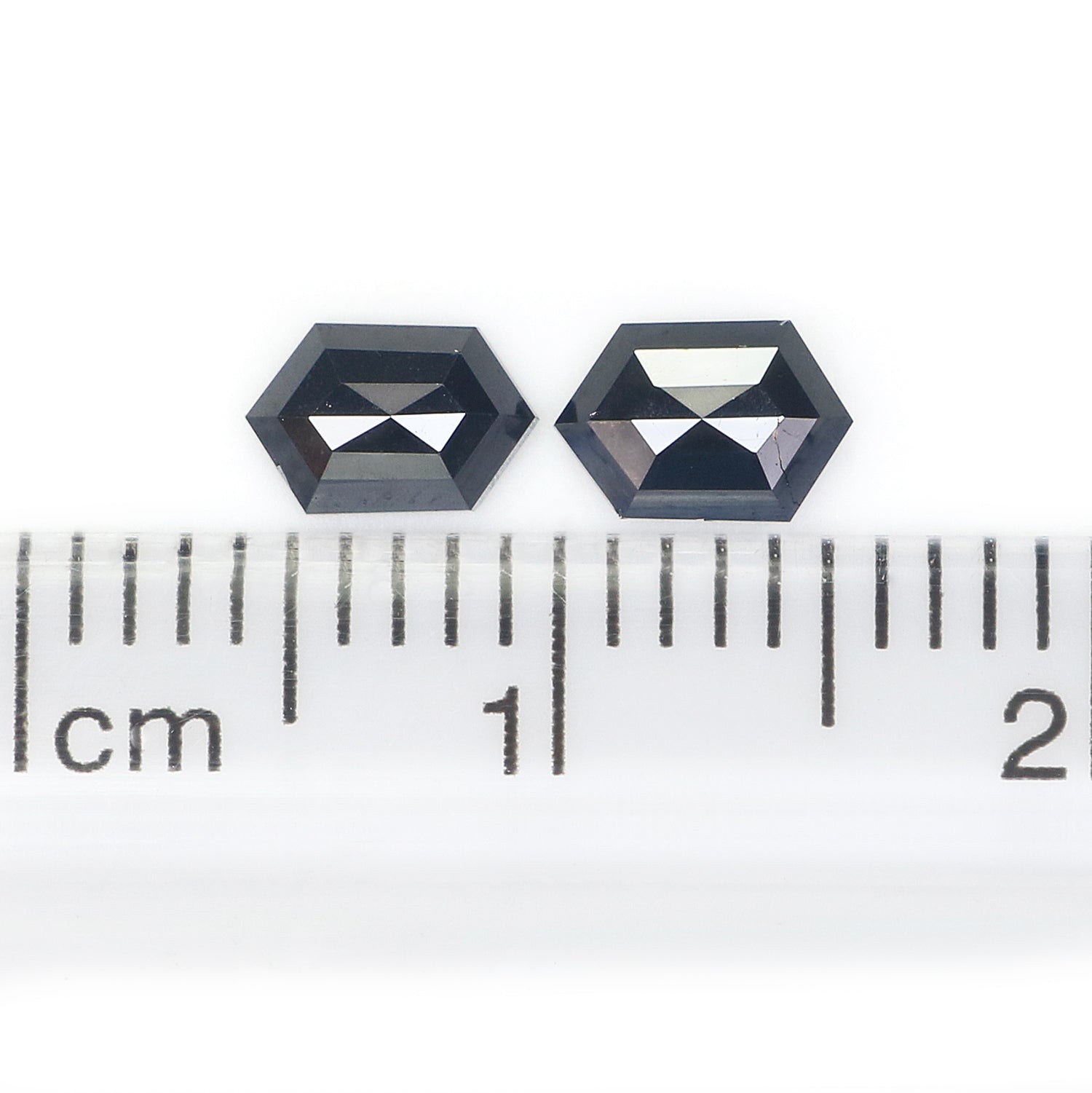 0.67 CT Natural Loose Hexagon Cut Pair Diamond Black Hexagon Cut Diamond 5.60 MM Natural Loose Black Color Hexagon Rose Cut Diamond L2740
