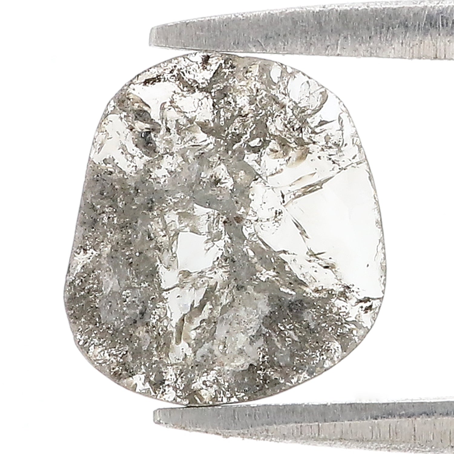 0.71 CT Natural Loose Slice Shape Diamond Salt And Pepper Slice Cut Diamond 9.20 MM Natural Black Grey Diamond Irregular Cut Diamond N2638