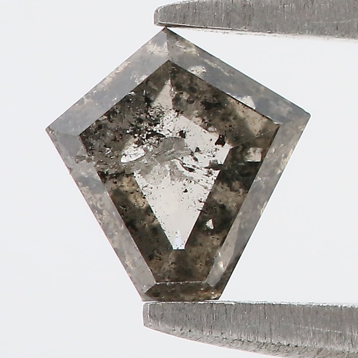 0.72 CT Natural Loose Pentagon Shape Diamond Salt And Pepper Pentagon Cut Diamond 6.00 MM Black Gray Color Pentagon Rose Cut Diamond QL9518