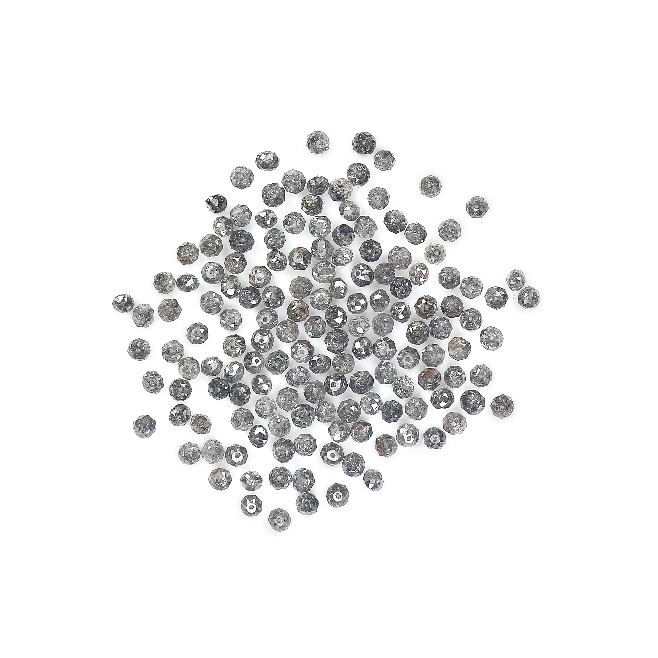 1.00 CT Natural Loose Bead Shape Diamond Salt And Pepper Bead Cut Diamond 2.30 to 2.50 MM Natural Black Grey Color Bead Cut Diamond Q178-5