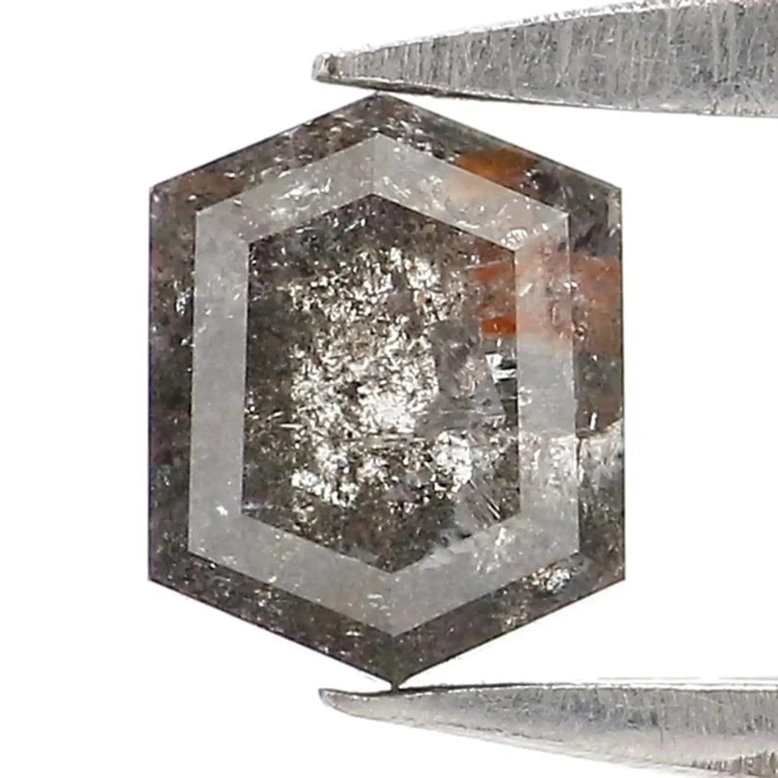 0.40 CT Natural Loose Hexagon Cut Diamond Salt And Pepper Hexagon Diamond 4.80 MM Natural Black Grey Color Hexagon Rose Cut Diamond NQ1179