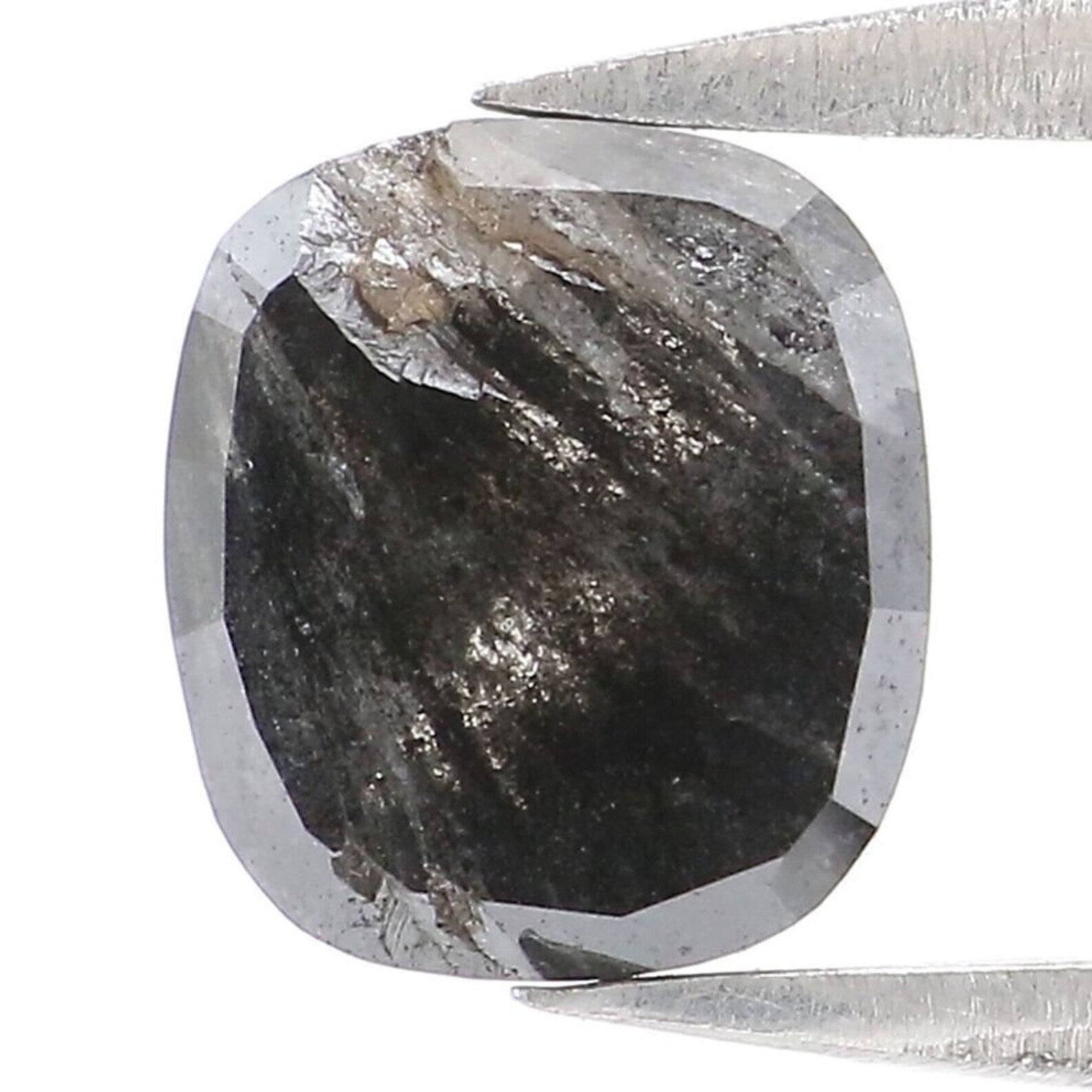 1.24 CT Natural Loose Cushion Diamond Salt And Pepper Diamond 6.70 MM Natural Loose Black Grey Diamond Cushion Rose Cut Diamond NQ9036