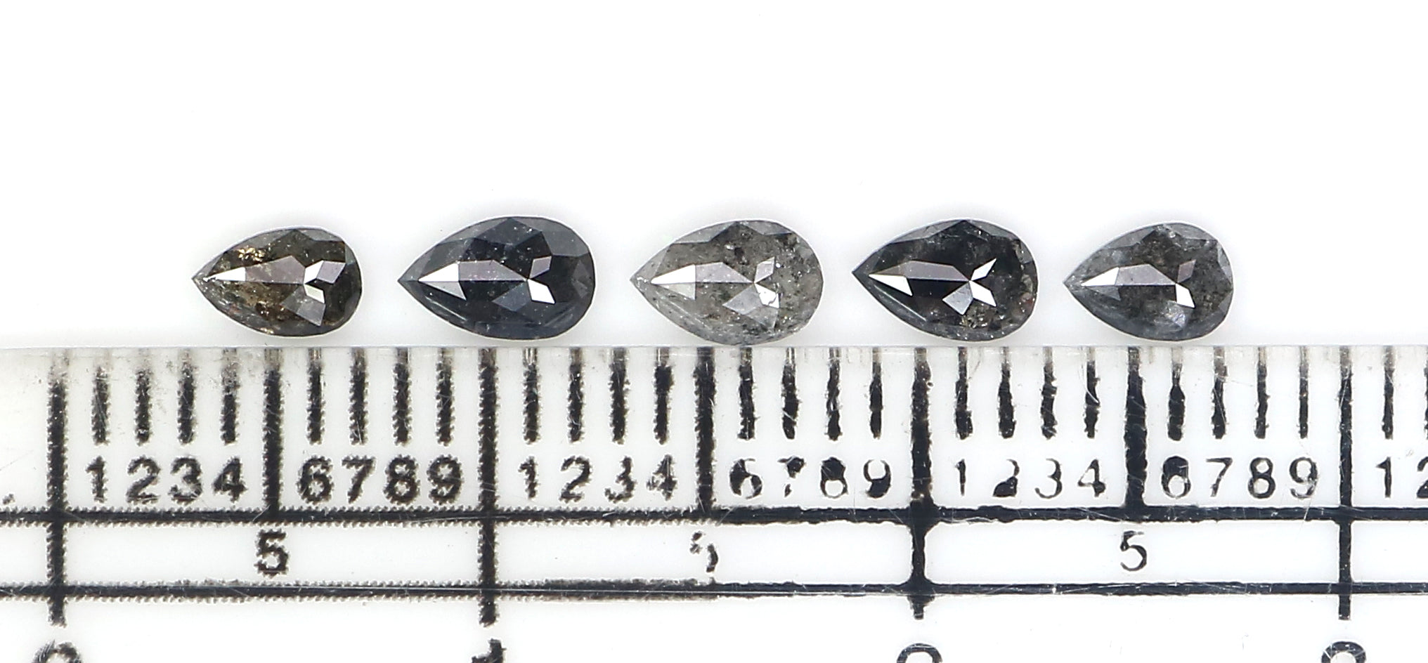 0.77 CT Natural Loose Pear Shape Diamond Salt And Pepper Pear Diamond 4.05 MM Natural Loose Black Grey Color Pear Rose Cut Diamond KQ2698