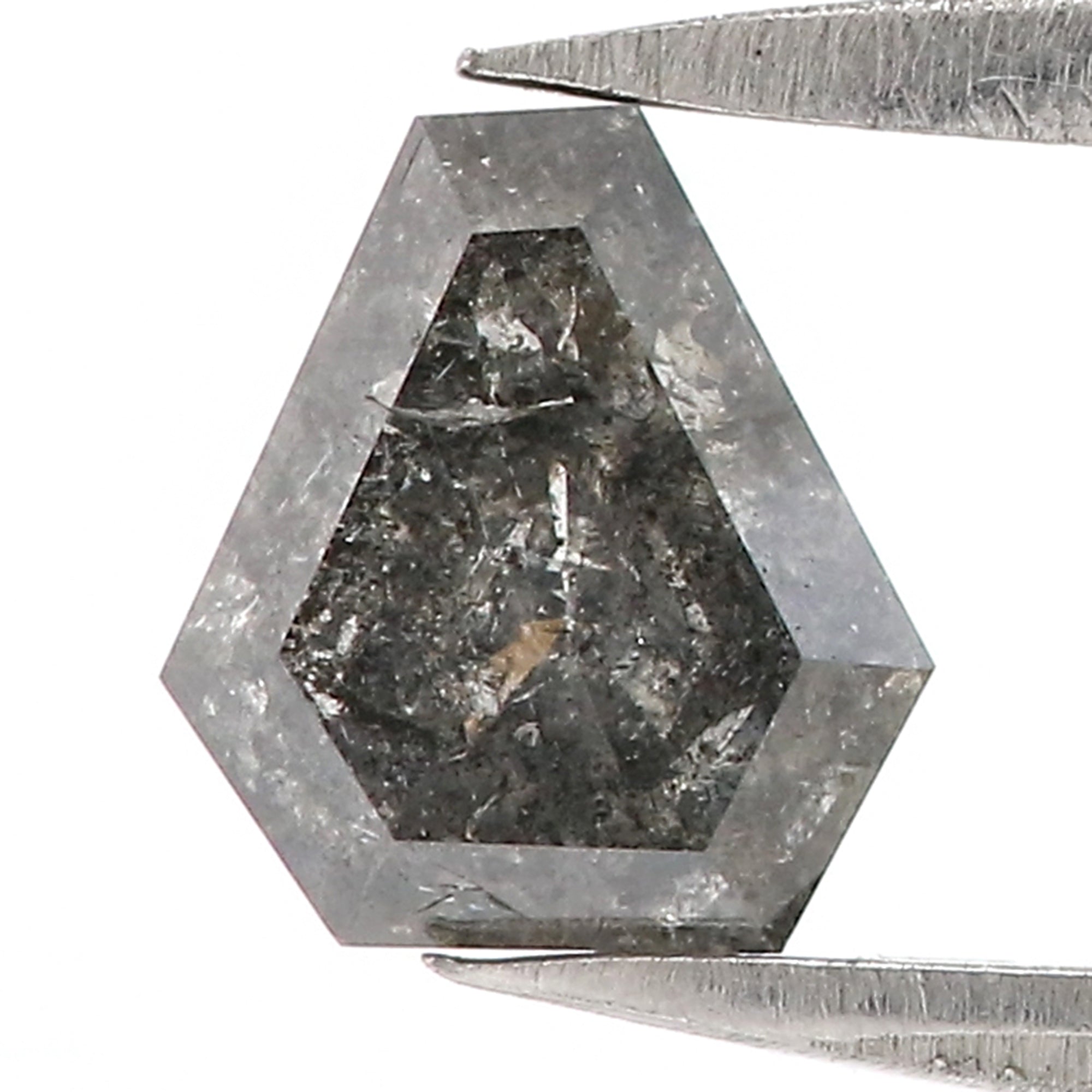 0.87 CT Natural Loose Coffin Shape Diamond Salt And Pepper Coffin Shape Diamond 6.40 MM Black Grey Color Coffin Rose Cut Diamond QL7838