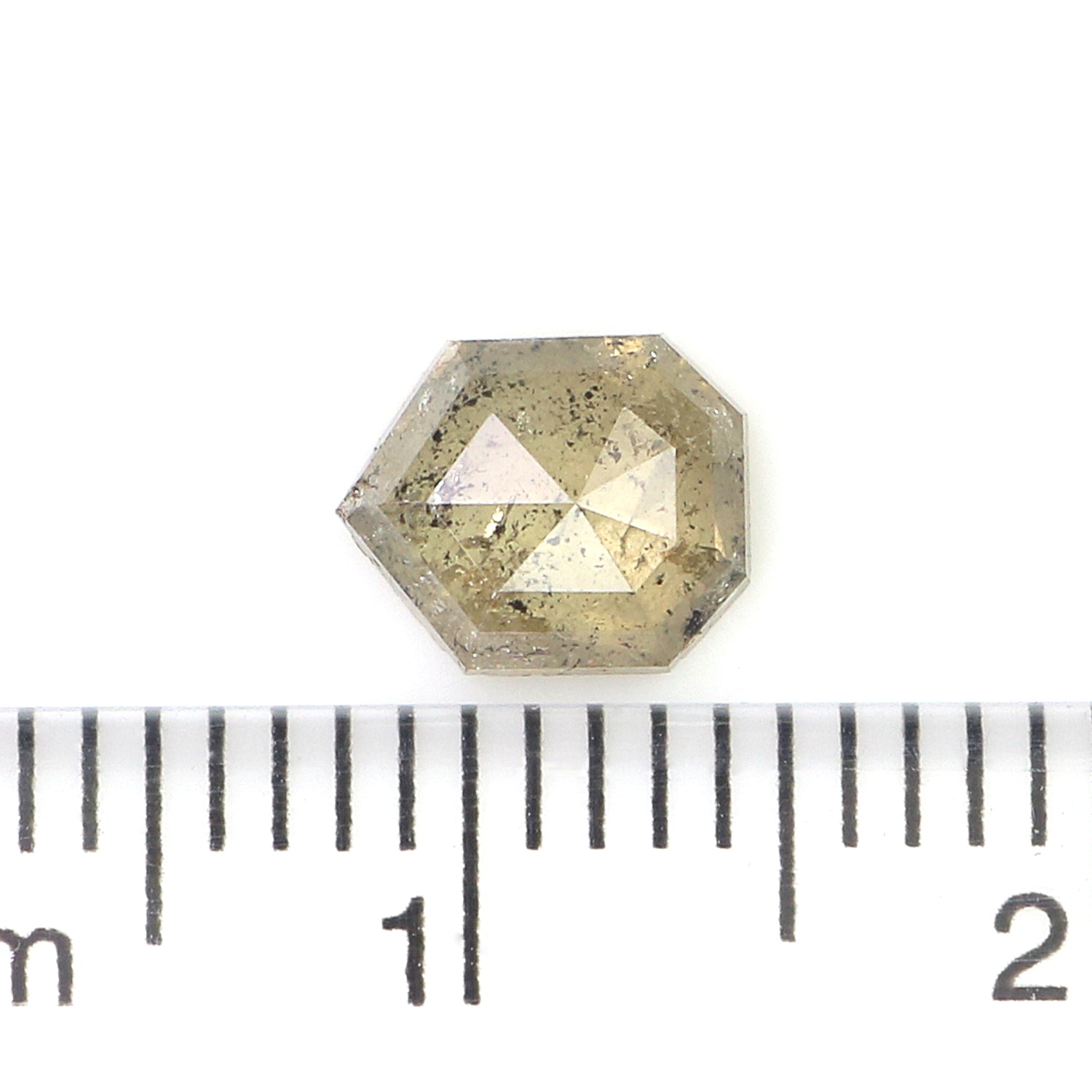 Natural Pentagon Green Diamond 0.80 CT Loose Rose Cut Green Stone 6.55 MM Rustic Diamond Pentagon Diamond For Custom Engagement Ring L3624