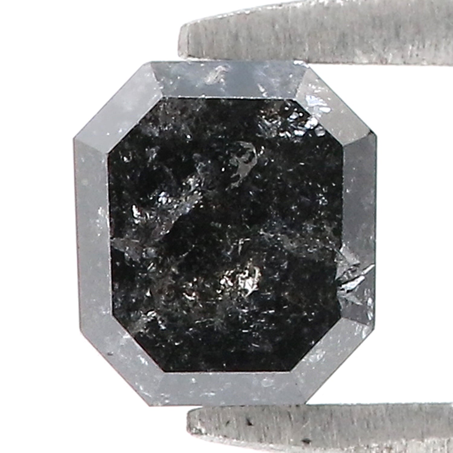 0.80 CT Natural Loose Emerald Shape Diamond Salt And Pepper Emerald Diamond 5.10 MM Black Grey Color Emerald Shape Rose Cut Diamond QK1796