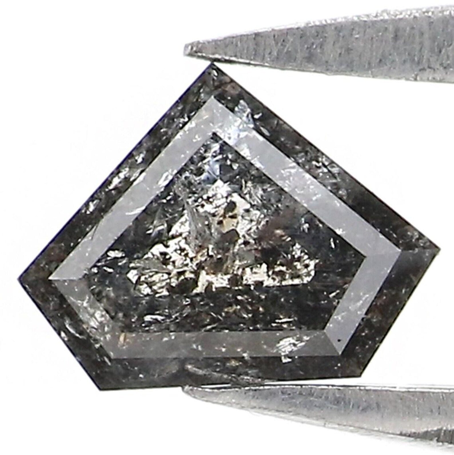 0.38 CT Natural Loose Shield Shape Diamond Salt And Pepper Shield Diamond 4.45 MM Natural Black Grey Color Shield Rose Cut Diamond NQ2174