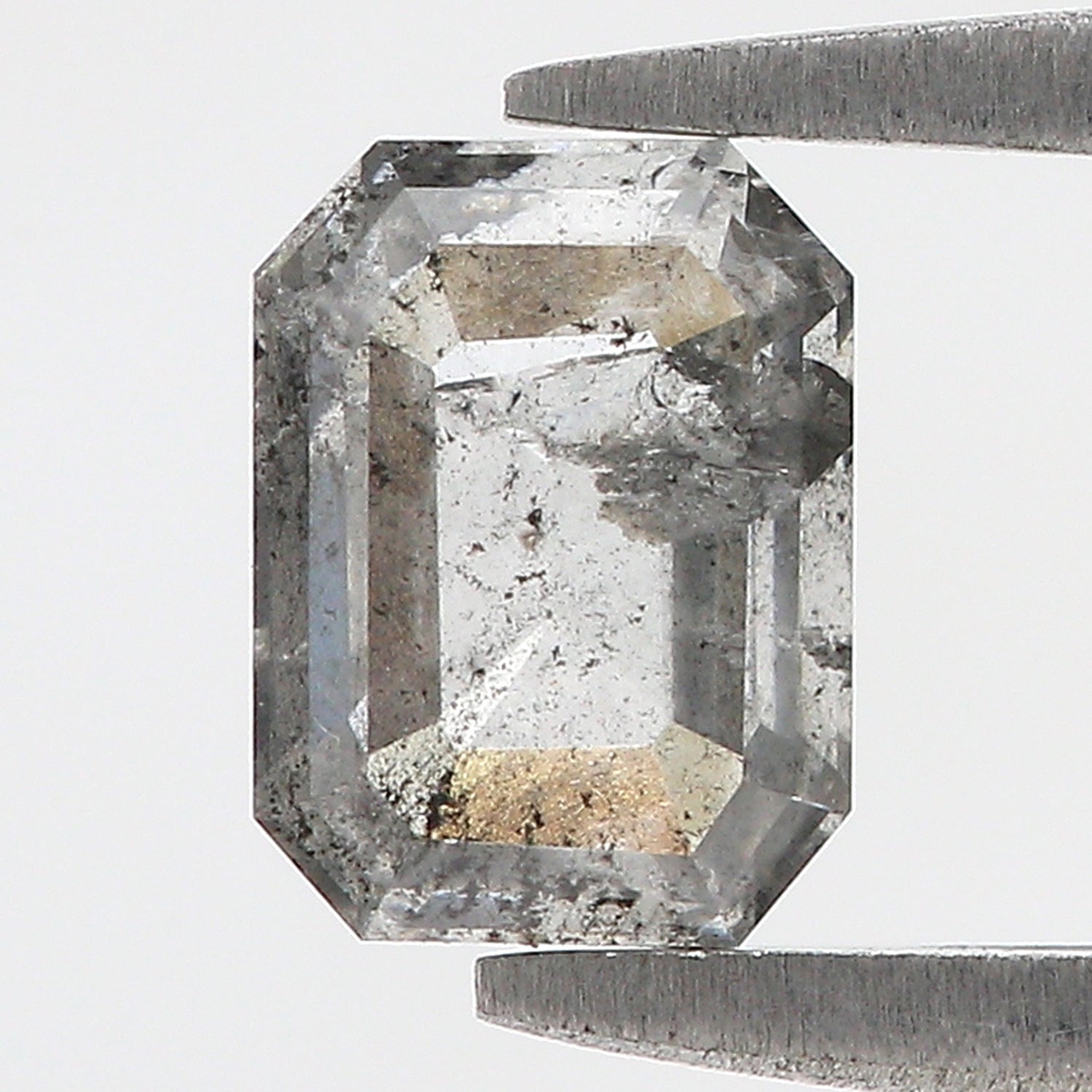 0.88 CT Natural Loose Emerald Shape Diamond Salt And Pepper Emerald Cut Diamond 6.75 MM Natural Black Grey Emerald Rose Cut Diamond LQ1424