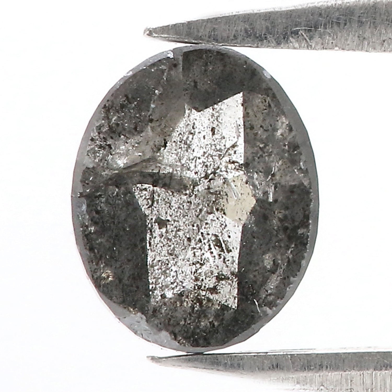 0.85 Ct Natural Loose Oval Shape Diamond Black Grey Color Oval Diamond 6.80 MM Natural Loose Salt And Pepper Oval Rose Cut Diamond QL8673