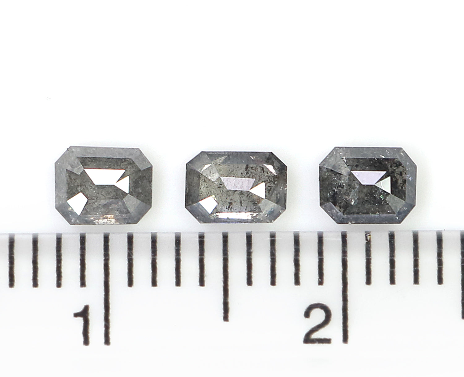 1.76 CT Natural Loose Emerald Shape Diamond Salt And Pepper Emerald Diamond 4.10 MM Natural Black Grey Color Emerald Rose Cut Diamond N2160