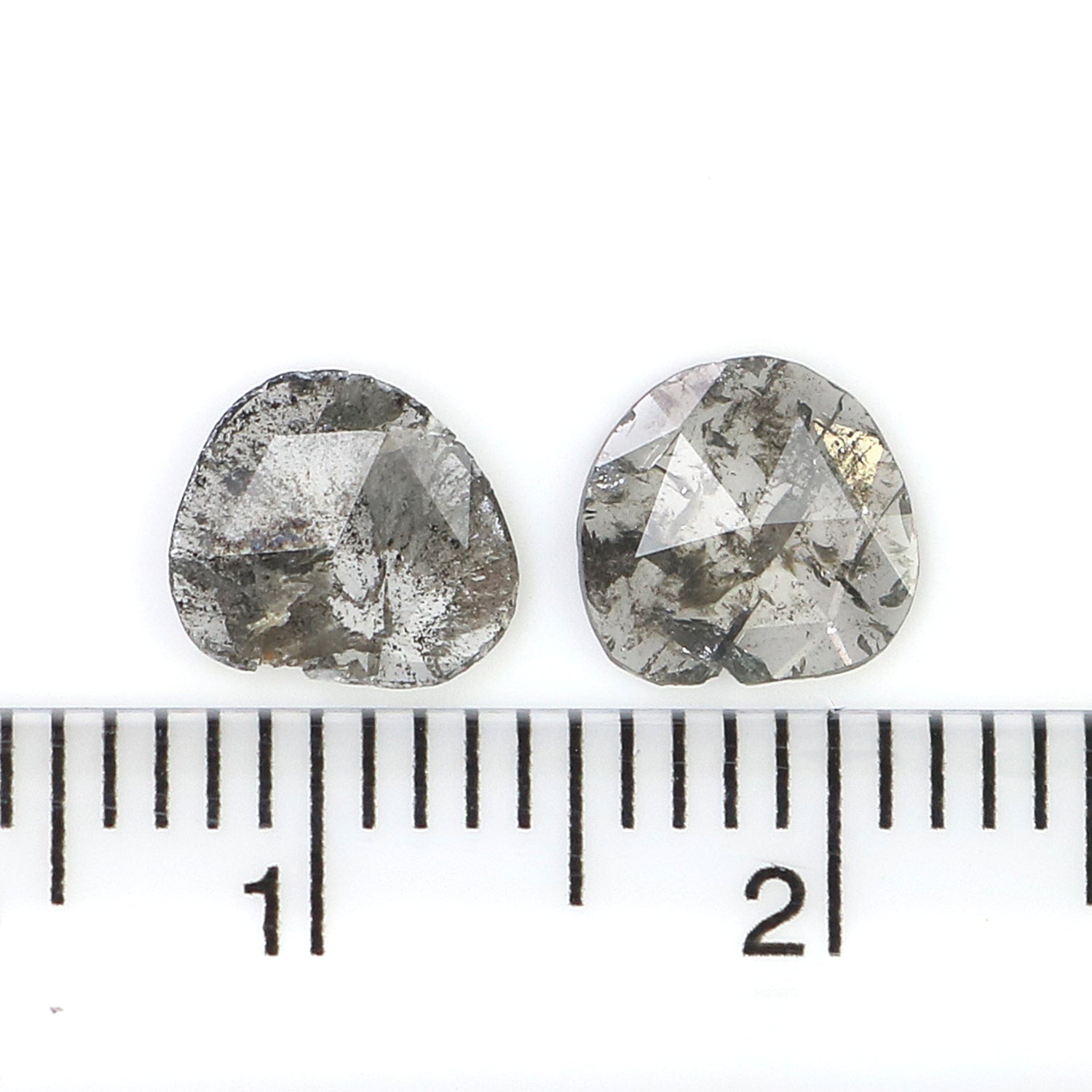 0.71 CT Natural Loose Slice Shape Diamond Salt And Pepper Uncut Diamond 6.80 MM Natural Black Grey Color Slice Irregular Cut Diamond N2644