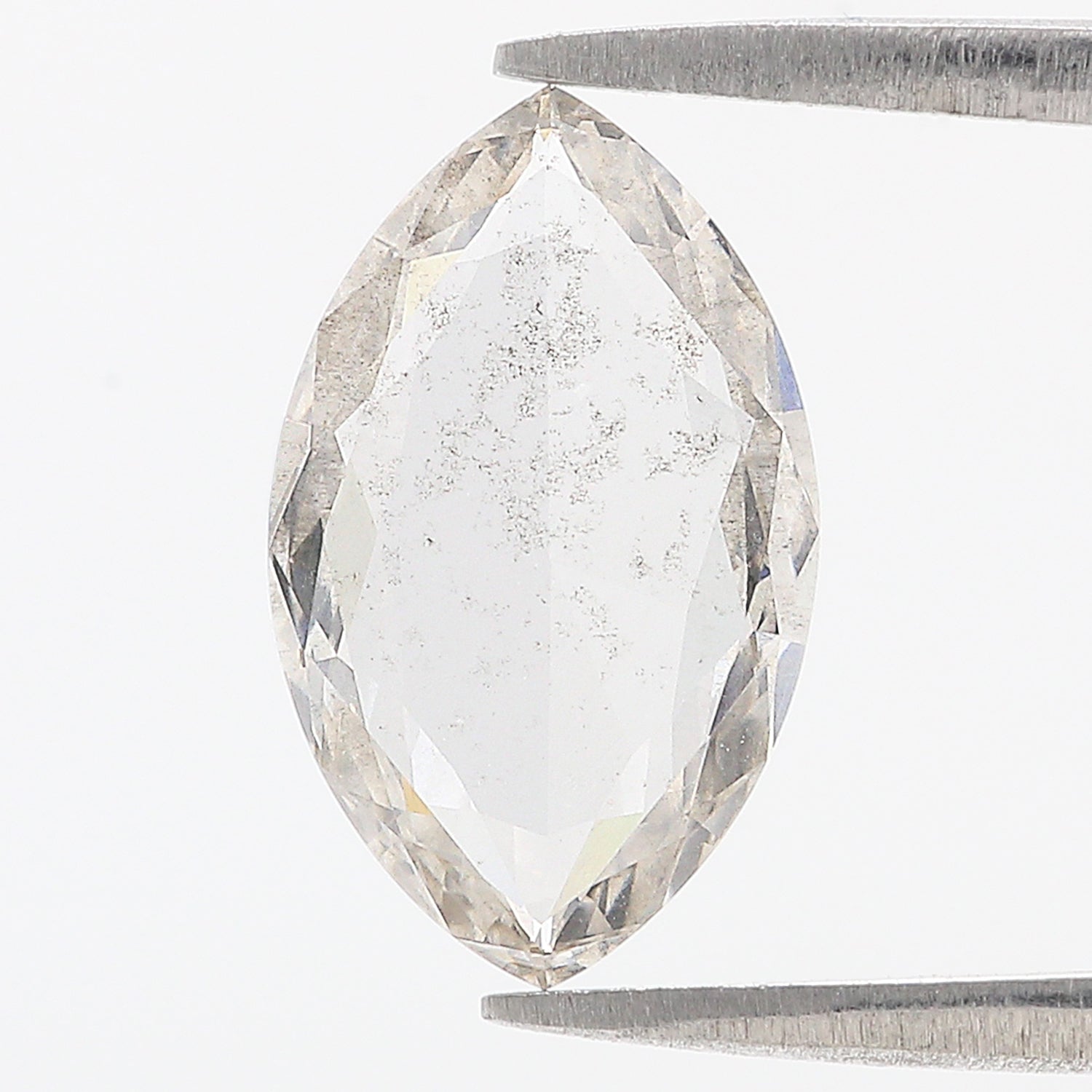 1.87 CT Marquise Rose Cut Salt And Pepper Lab Grown 14.60 MM Loose Diamond CVD Fancy Black Grey Color Lab Created Antique Cut Diamonds L3569