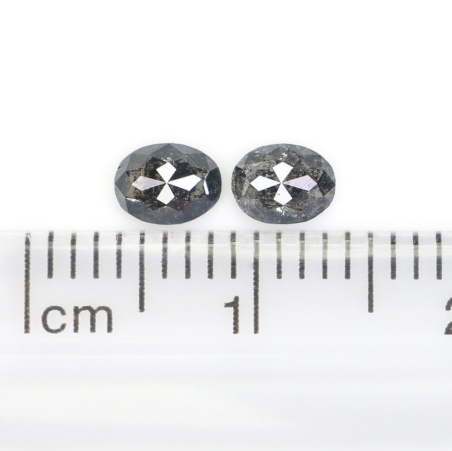 0.52 Ct Natural Loose Oval Shape Pair Diamond Salt And Pepper Oval Cut Diamond 4.70 MM Natural Black Gray Color Oval Rose Cut Diamond NQ2304