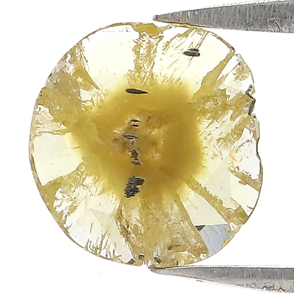 1.14 CT Natural Loose Slice Shape Diamond Yellow Color Irregular Cut Diamond 8.25 MM Natural Loose Diamond Slice Rose Cut Diamond QL3025