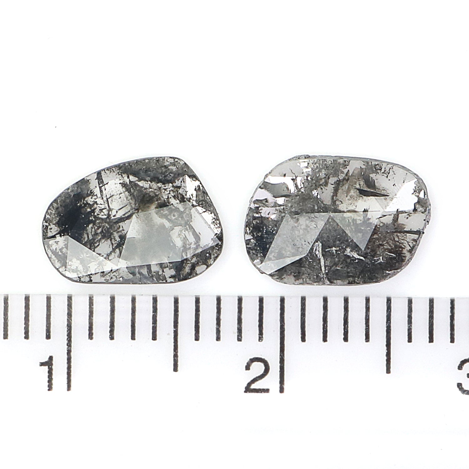 1.08 CT Natural Loose Slice Shape Diamond Salt And Pepper Slice Uncut Diamond 8.95 MM Natural Black Grey Diamond Irregular Cut Diamond L3551