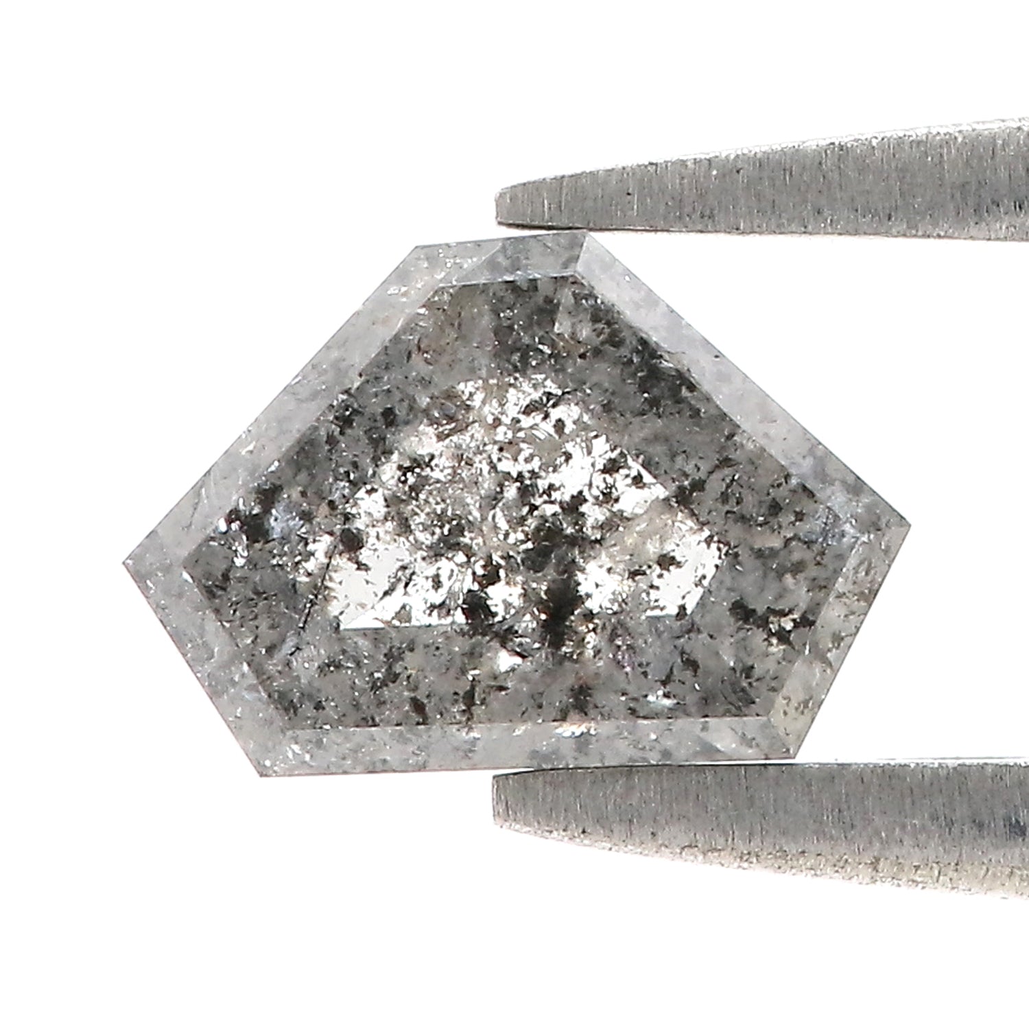 1.09 Ct Natural Loose Shield Shape Diamond Salt And Pepper Shield Cut Diamond 5.45 MM Black Gray Color Shield Shape Rose Cut Diamond QL253