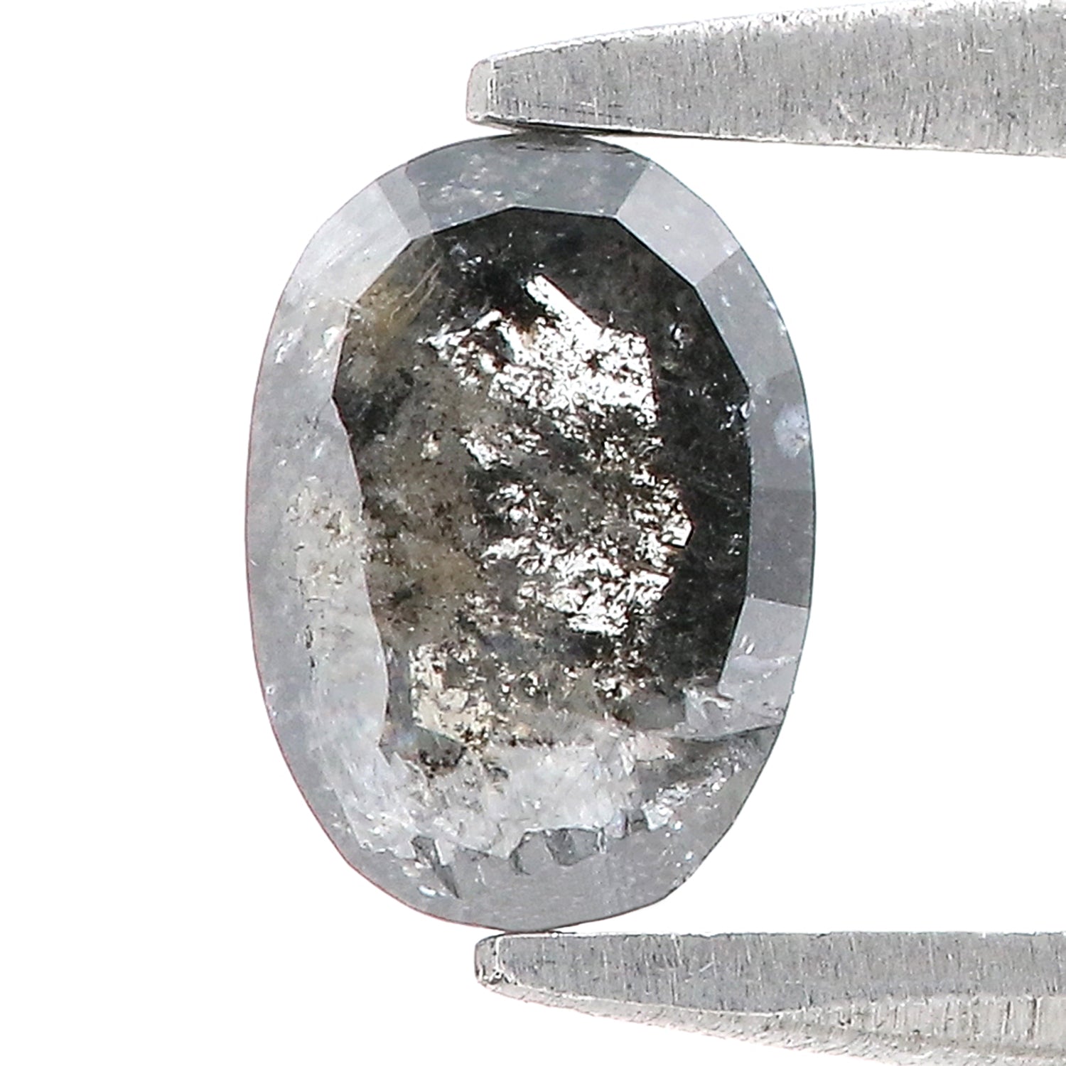 0.77 CT Natural Loose Oval Shape Diamond Salt And Pepper Oval Cut Diamond 6.25 MM Natural Black Grey Diamond Oval Rose Cut Diamond LQ2367