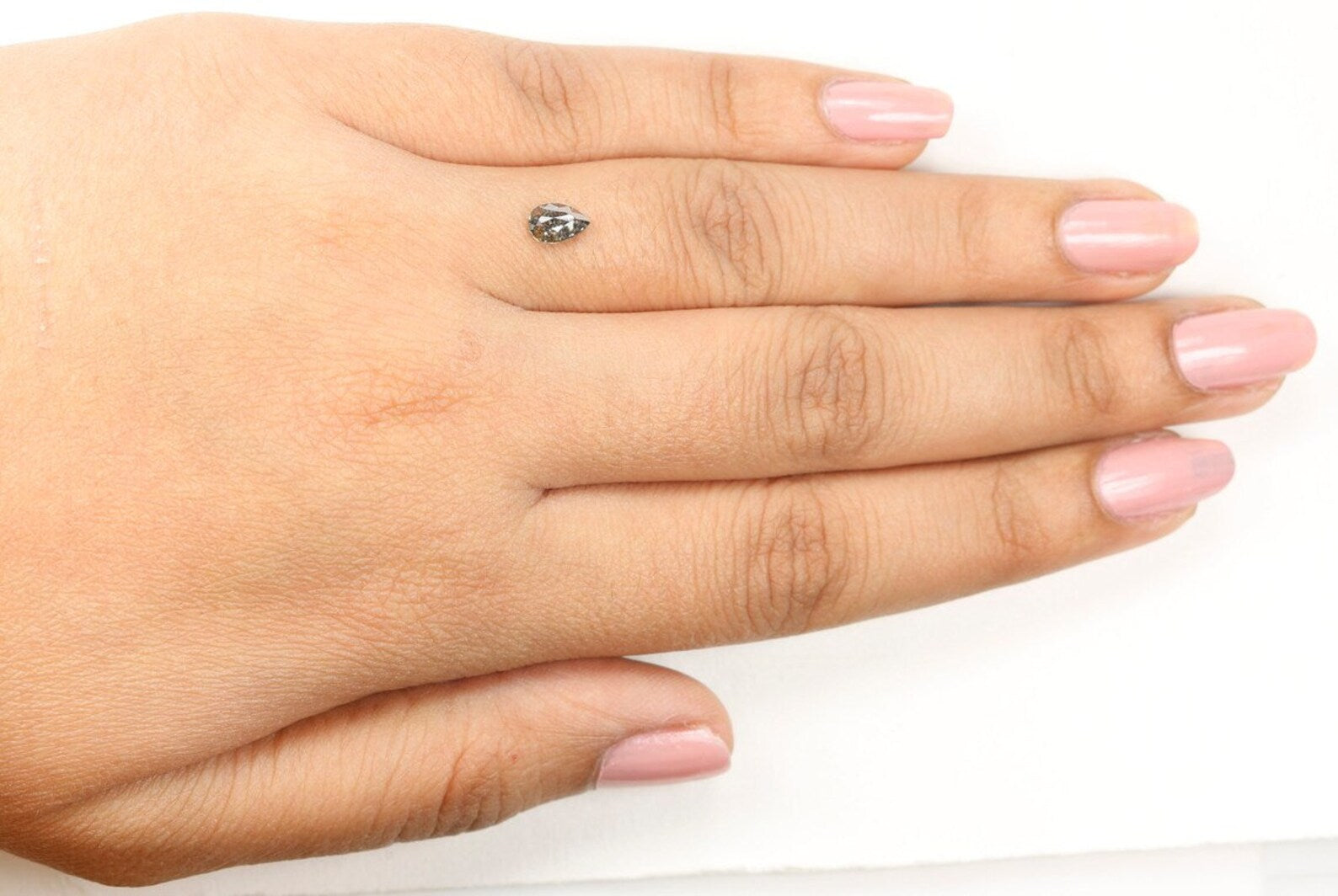 0.41 CT Natural Loose Pear Shape Diamond Salt And Pepper Diamond 6.05 MM Natural Loose Diamond Black Grey Color Pear Rose Cut Diamond NQ1007