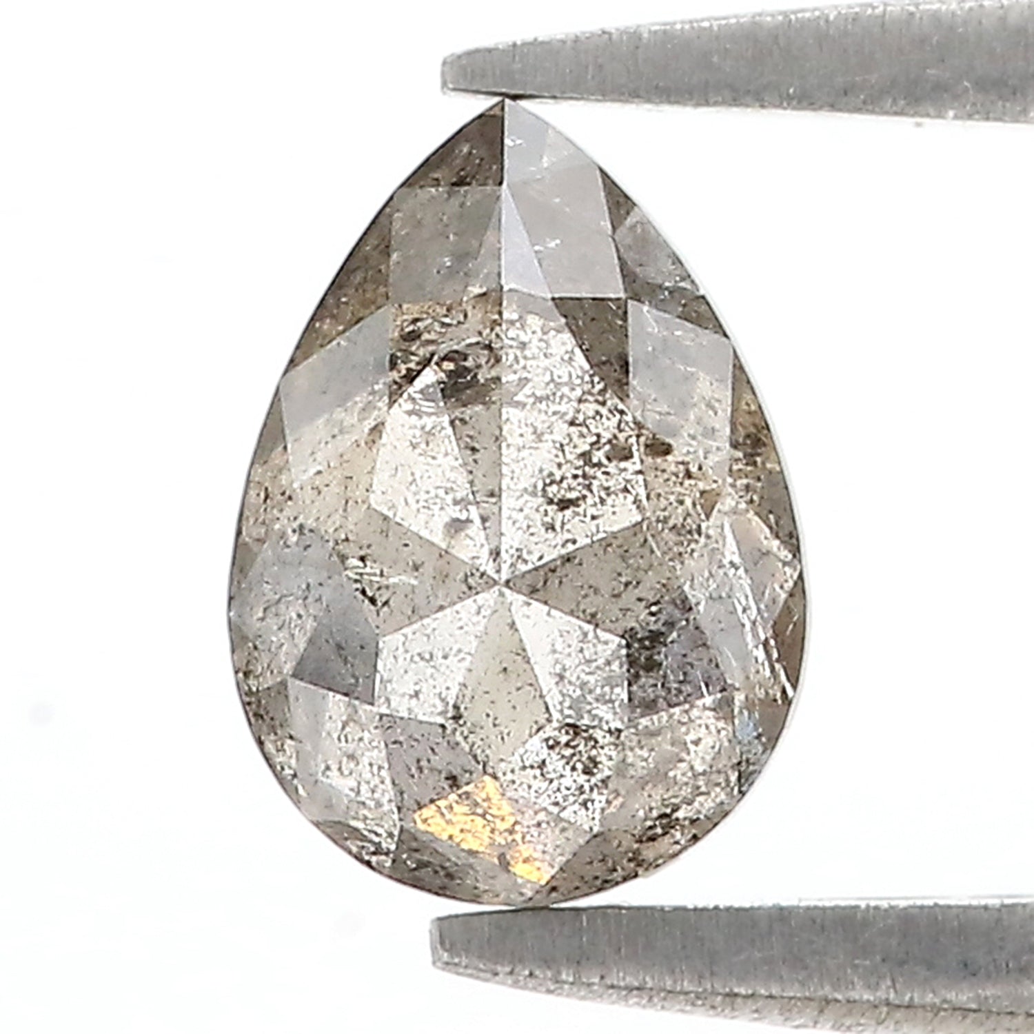 1.38 CT Natural Loose Pear Shape Diamond Salt And Pepper Pear Diamond 8.00 MM Natural Loose Black Grey Color Pear Rose Cut Diamond L3506