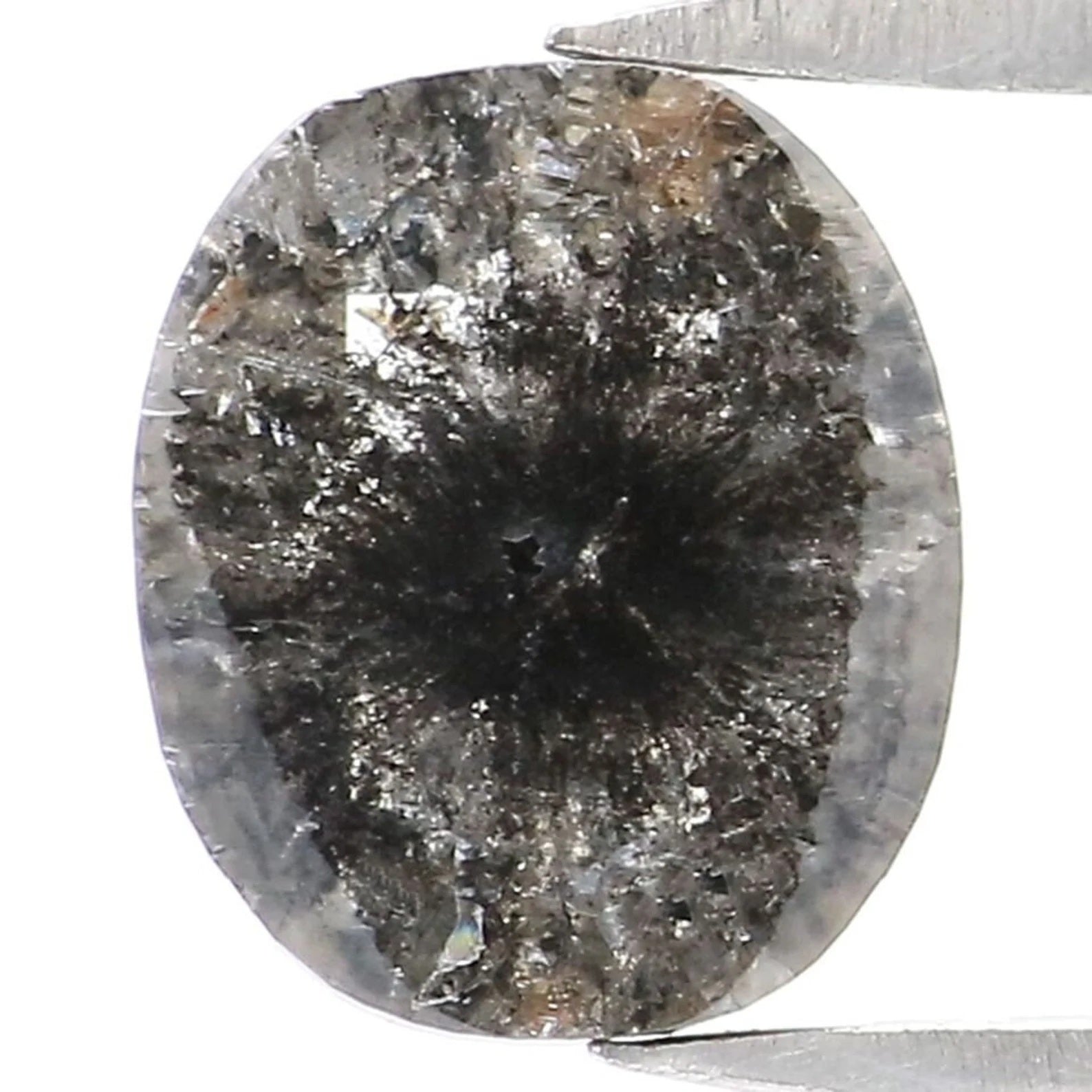 0.98 CT Natural Loose Oval Shape Diamond Salt And Pepper Oval Cut Diamond 6.75 MM Natural Loose Diamond Oval Shape Rose Cut Diamond NQ9490