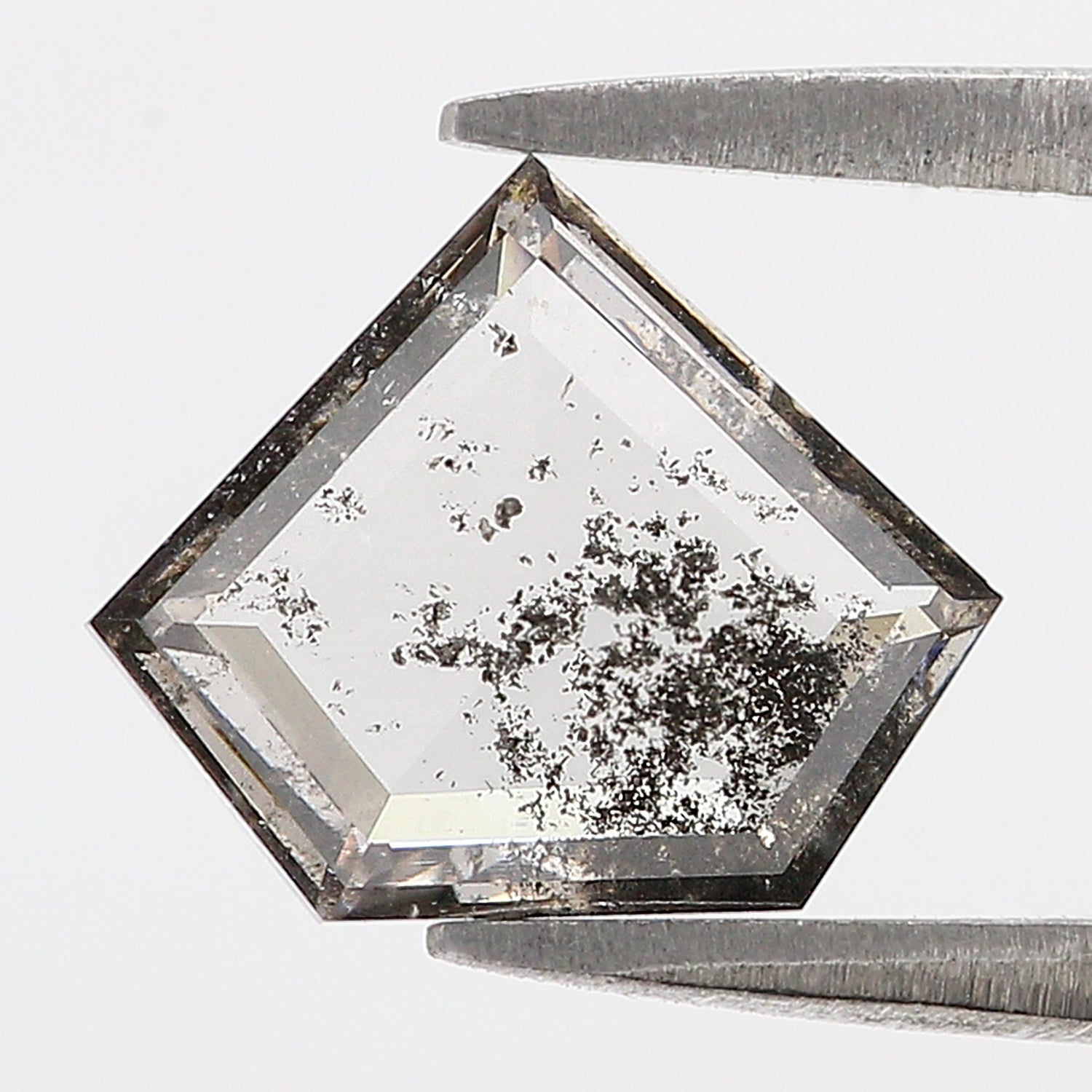 1.84 CT Shield Rose Cut Salt And Pepper Lab Grown 9.45 MM Loose Diamond CVD Fancy Black Grey Color Lab Created Antique Shape Diamonds KDL3515