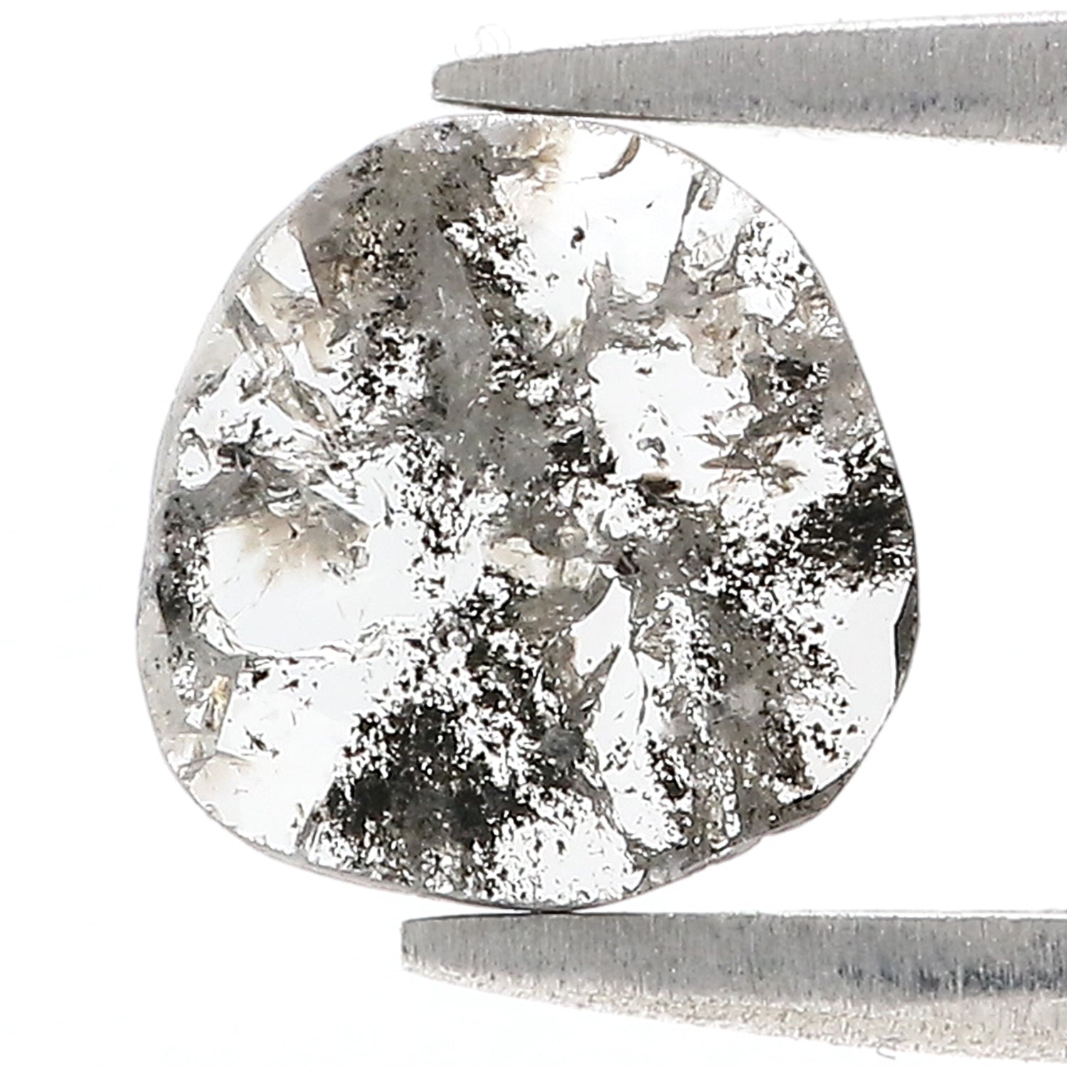0.95 CT Natural Loose Slice Shape Diamond Salt And Pepper Slice Uncut Diamond 8.15 MM Natural Black Grey Slice Irregular Cut Diamond L3553