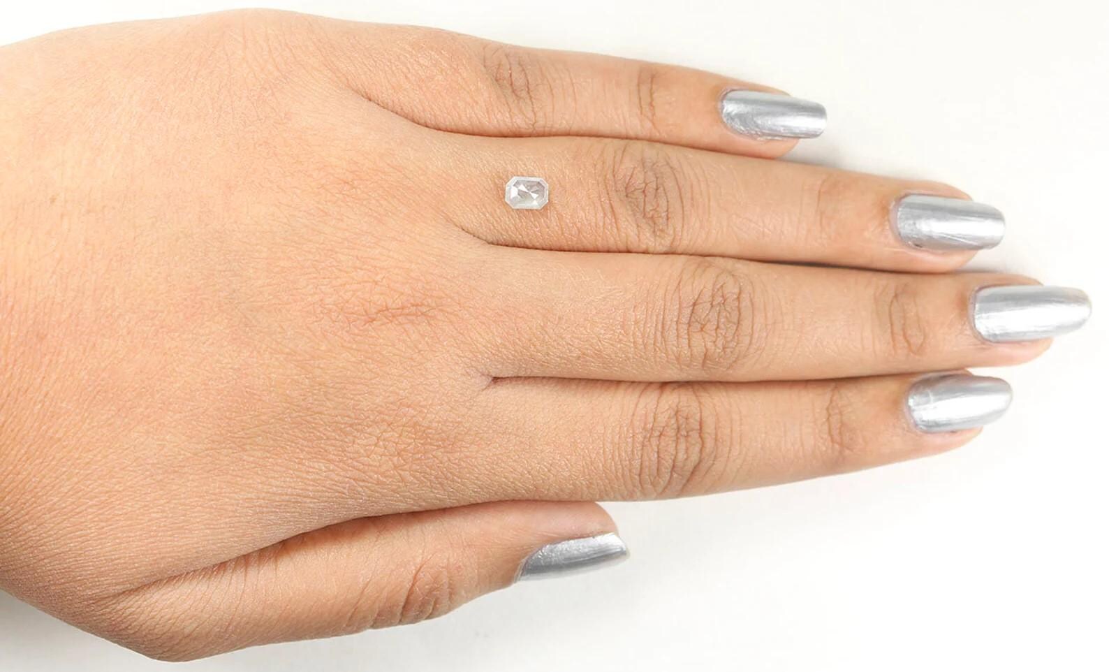 0.57 CT Natural Loose Emerald Shape Diamond Grey Color Emerald Cut Diamond 5.55 MM Natural Loose Grey Color Emerald Rose Cut Diamond NQ541