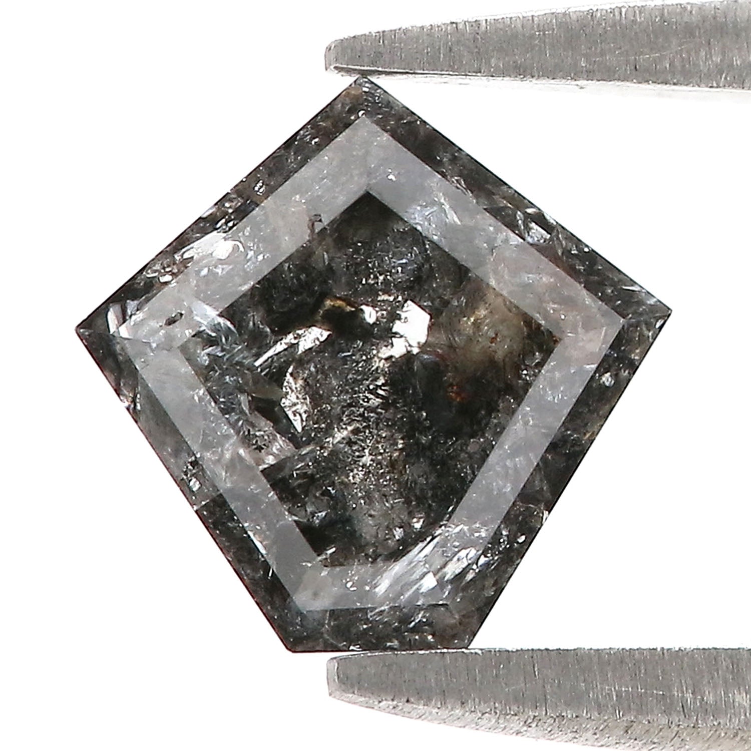 1.10 Ct Natural Loose Pentagon Shape Diamond Salt And Pepper Pentagon Cut Diamond 7.45 MM Black Gray Color Pentagon Rose Cut Diamond QL601