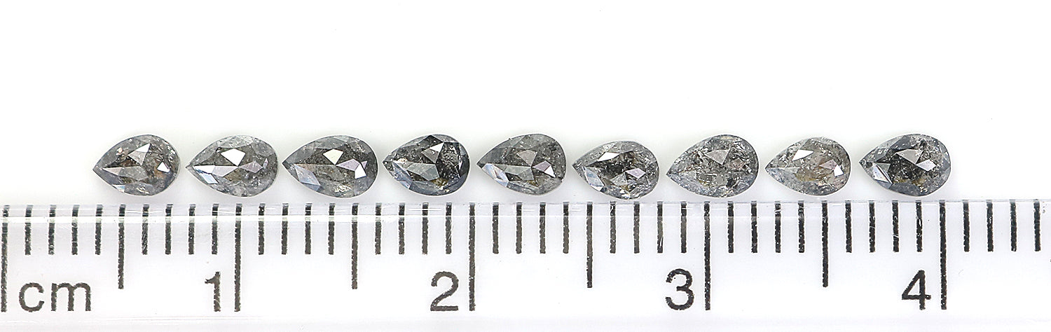 1.13 CT Natural Loose Pear Shape Diamond Salt And Pepper Pear Diamond 3.60 MM Natural Loose Black Grey Color Pear Rose Cut Diamond QL1284
