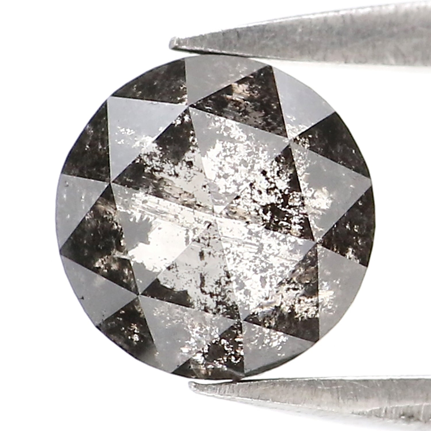 0.87 Ct Natural Loose Round Rose Cut Diamond Black Gray Color Round Diamond 5.75 MM Natural Loose Salt and Pepper Rose Cut Diamond LQ2940
