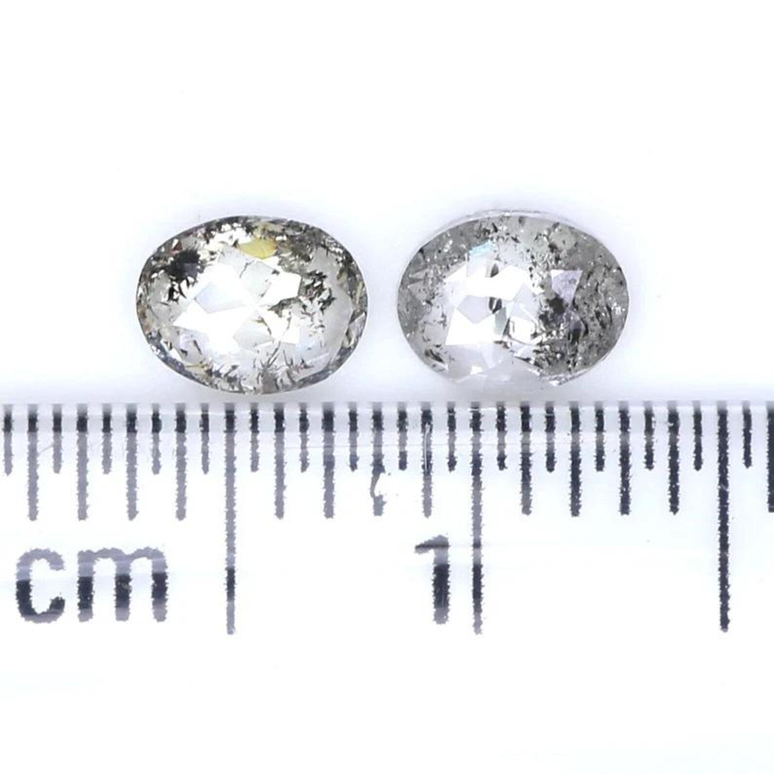 0.63 CT Natural Loose Oval Pair Diamond Salt And Pepper Oval Cut Diamond 4.75 MM Natural Loose Black Grey Color Oval Rose Cut Diamond NQ885