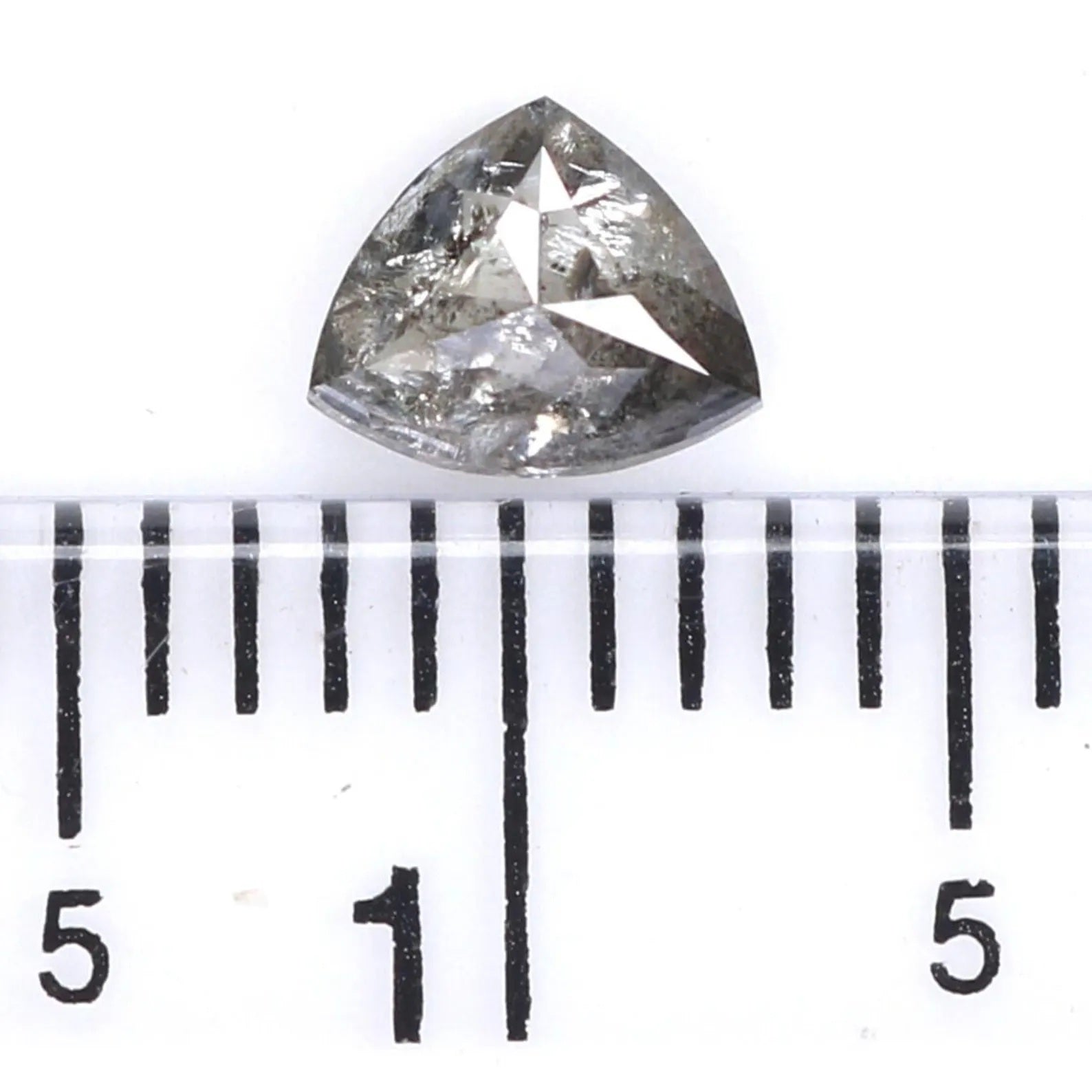 0.39 CT Natural Loose Triangle Diamond Salt And Pepper Triangle Diamond 4.35 MM Natural Black Grey Color Triangle Rose Cut Diamond NQ9974