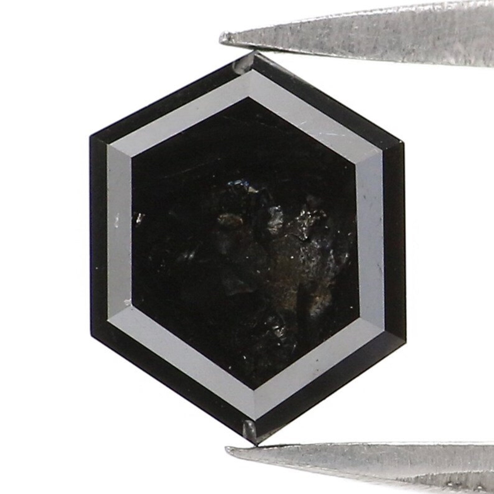0.91 CT Natural Loose Hexagon Shape Diamond Black Color Hexagon Cut Diamond 6.85 MM Natural Diamond Black Hexagon Rose Cut Diamond NQ555