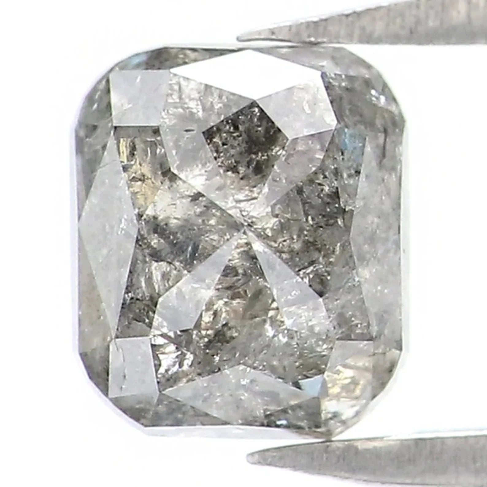 0.95 CT Natural Loose Cushion Shape Diamond Salt And Pepper Cushion Diamond 5.60 MM Black Grey Color Cushion Shape Rose Cut Diamond NQ9545