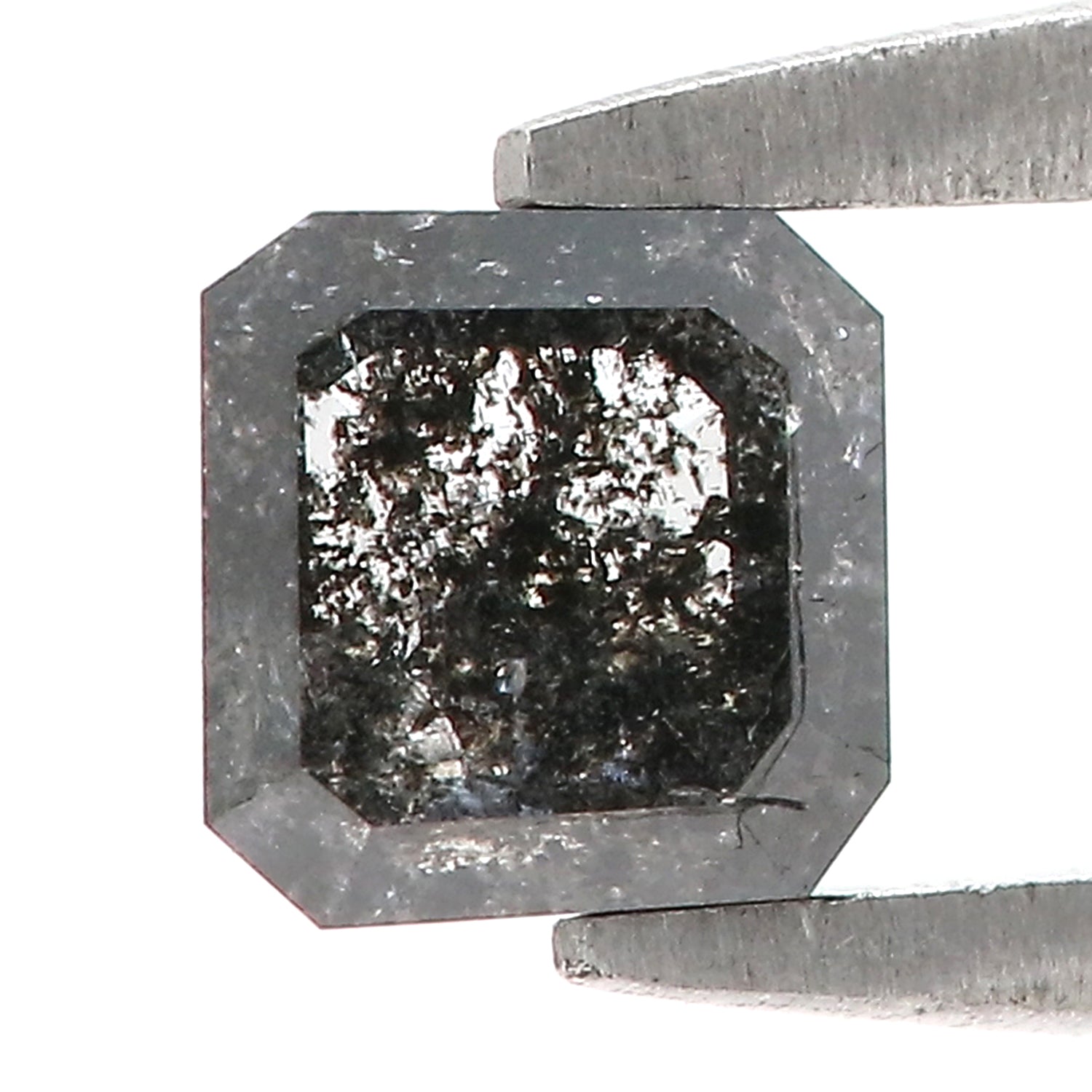 0.47 CT Natural Loose Emerald Shape Diamond Salt And Pepper Emerald Shape Diamond 4.50 MM Black Grey Color Emerald Rose Cut Diamond QL6853