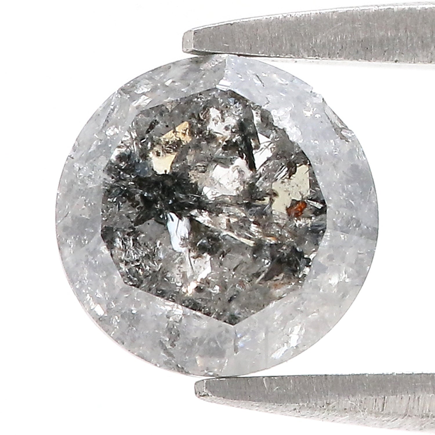 1.86 CT Natural Loose Round Rose Cut Diamond Salt And Pepper Round Diamond 7.25 MM Natural Loose Black Grey Color Rose Cut Diamond QL2001