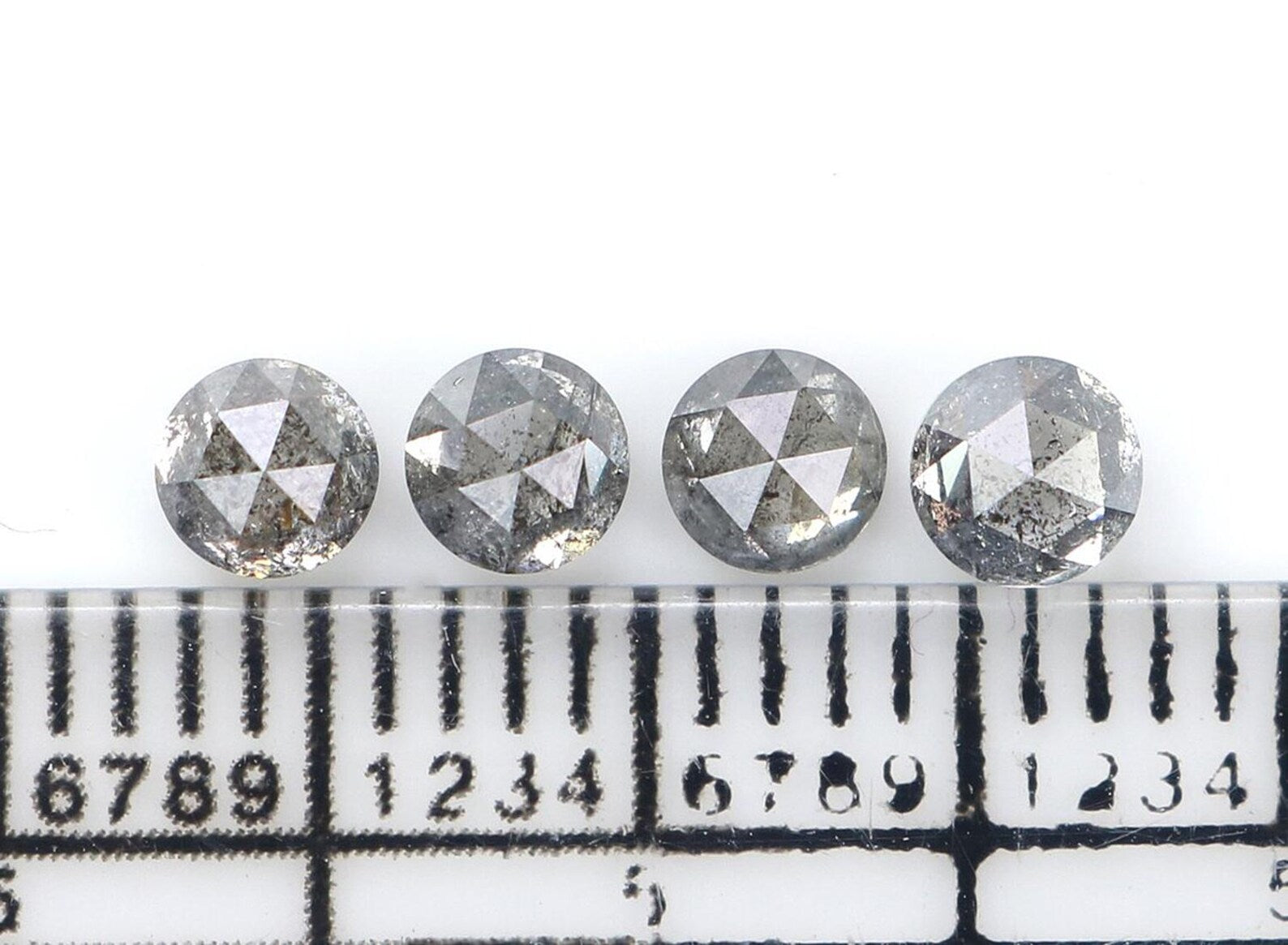 0.98 CT Natural Loose Round Rose Cut Diamond Salt And Pepper Round Diamond 3.65 MM Natural Black Grey Color Round Rose Cut Diamond NQ2317