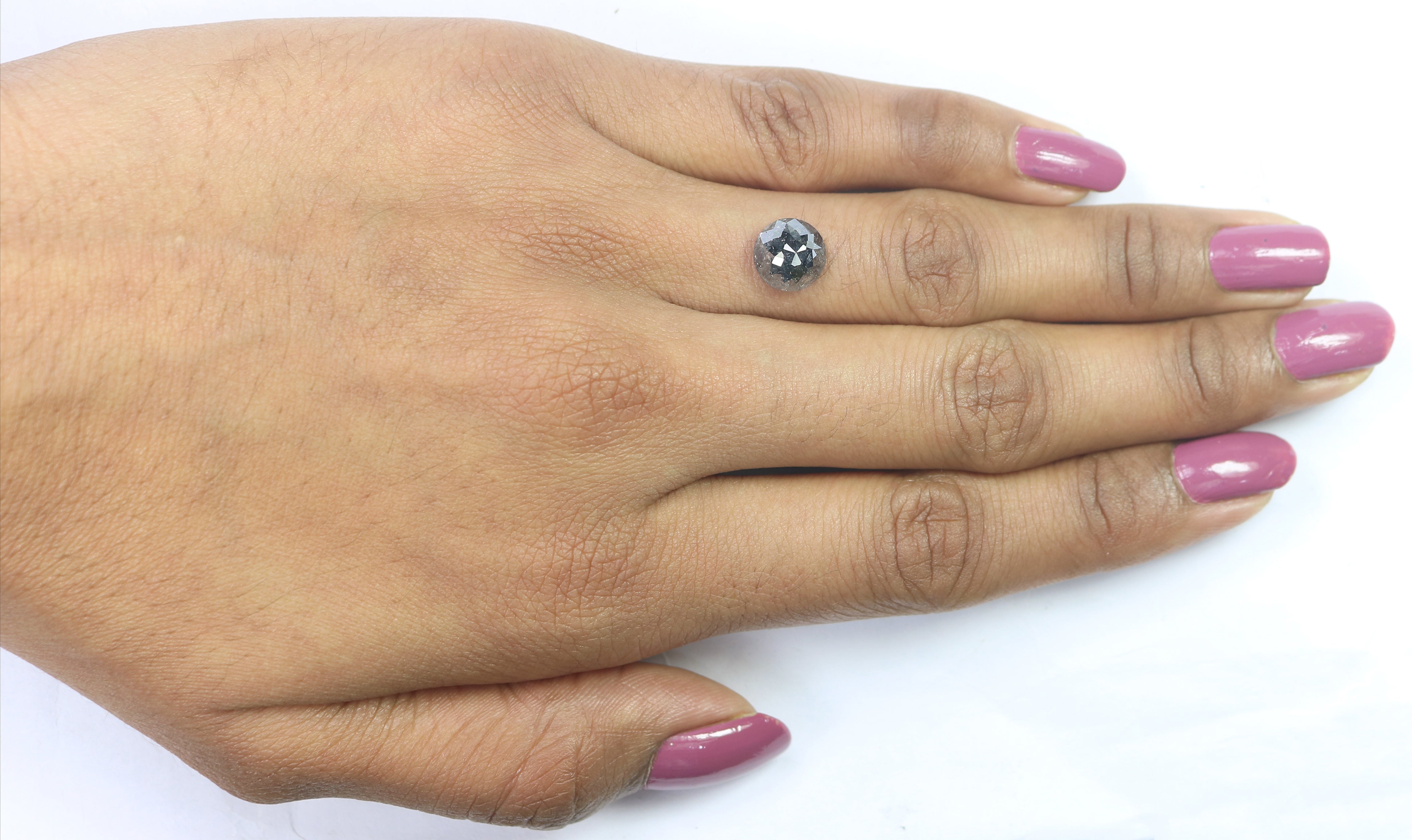 Natural Round Salt and Pepper Diamond 2.49 CT Loose Round Rose Cut Black Grey Stone 8.15 MM Rustic Diamond For Custom Engagement Ring L3683