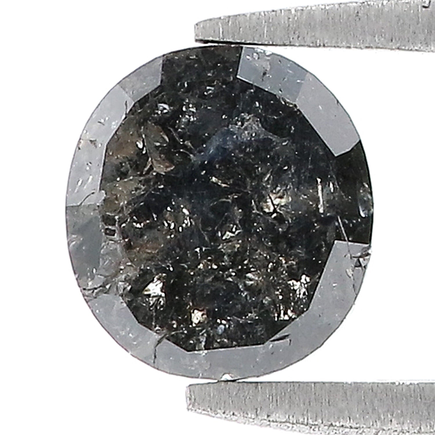 1.57 CT Natural Loose Oval Shape Diamond Black Loose Oval Shape Diamond 6.90 MM Natural Loose Black Color Oval Rose Cut Diamond QK1953