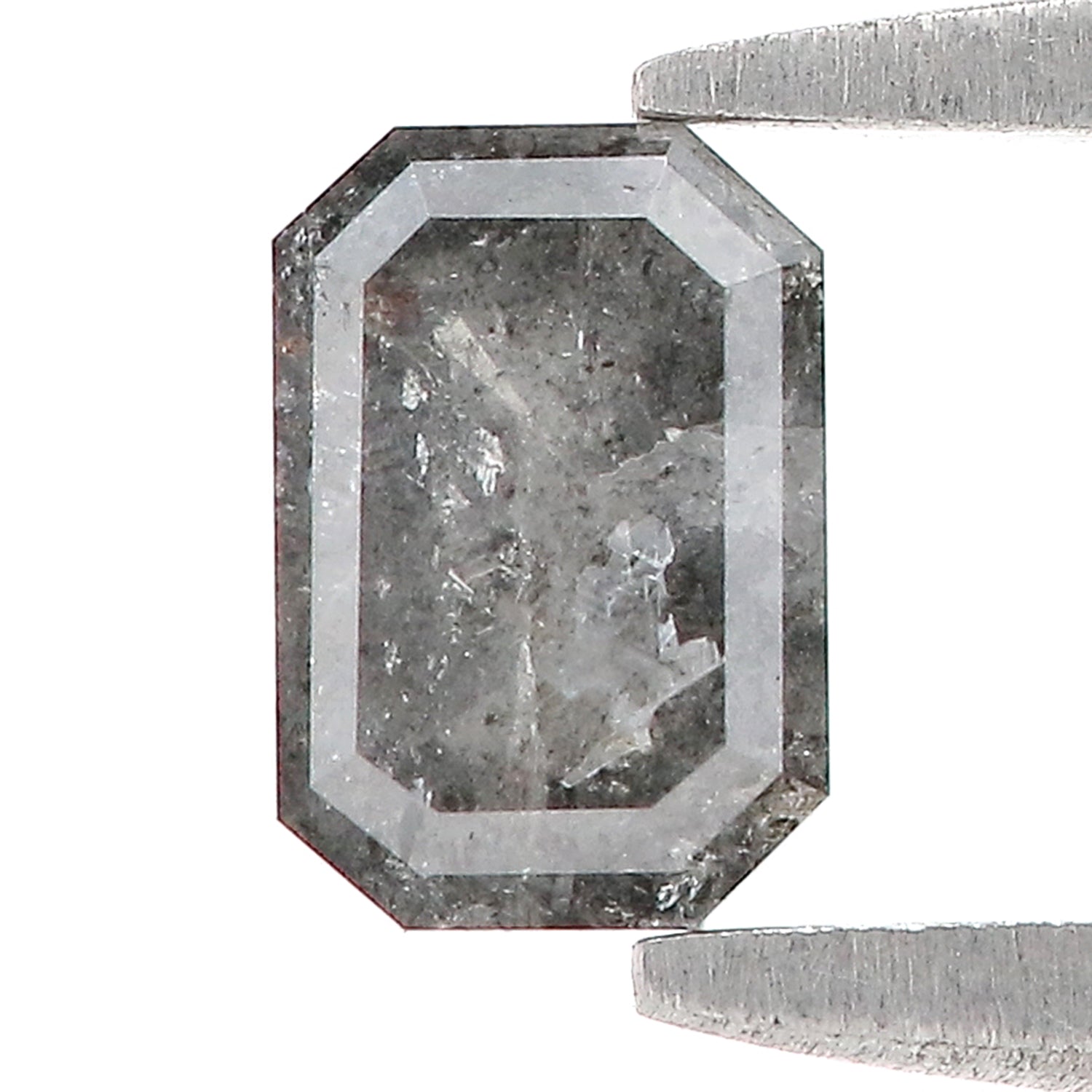 0.56 CT Natural Loose Emerald Shape Diamond Salt And Pepper Emerald Diamond 5.50 MM Natural Black Grey Color Emerald Rose Cut Diamond LQ1028