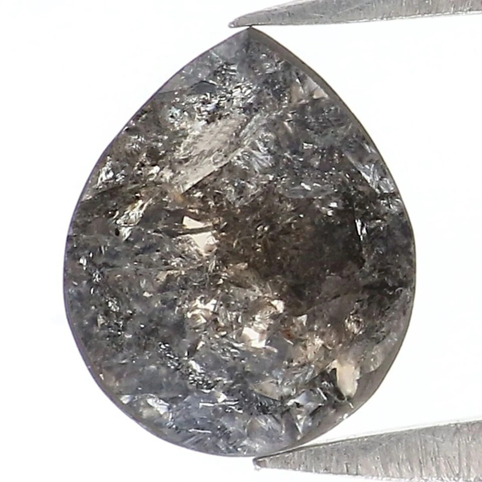 0.69 Ct Natural Loose Pear Shape Diamond Salt And Pepper Pear Diamond 6.90 MM Natural Loose Black Grey Color Pear Rose Cut Diamond NQ9234