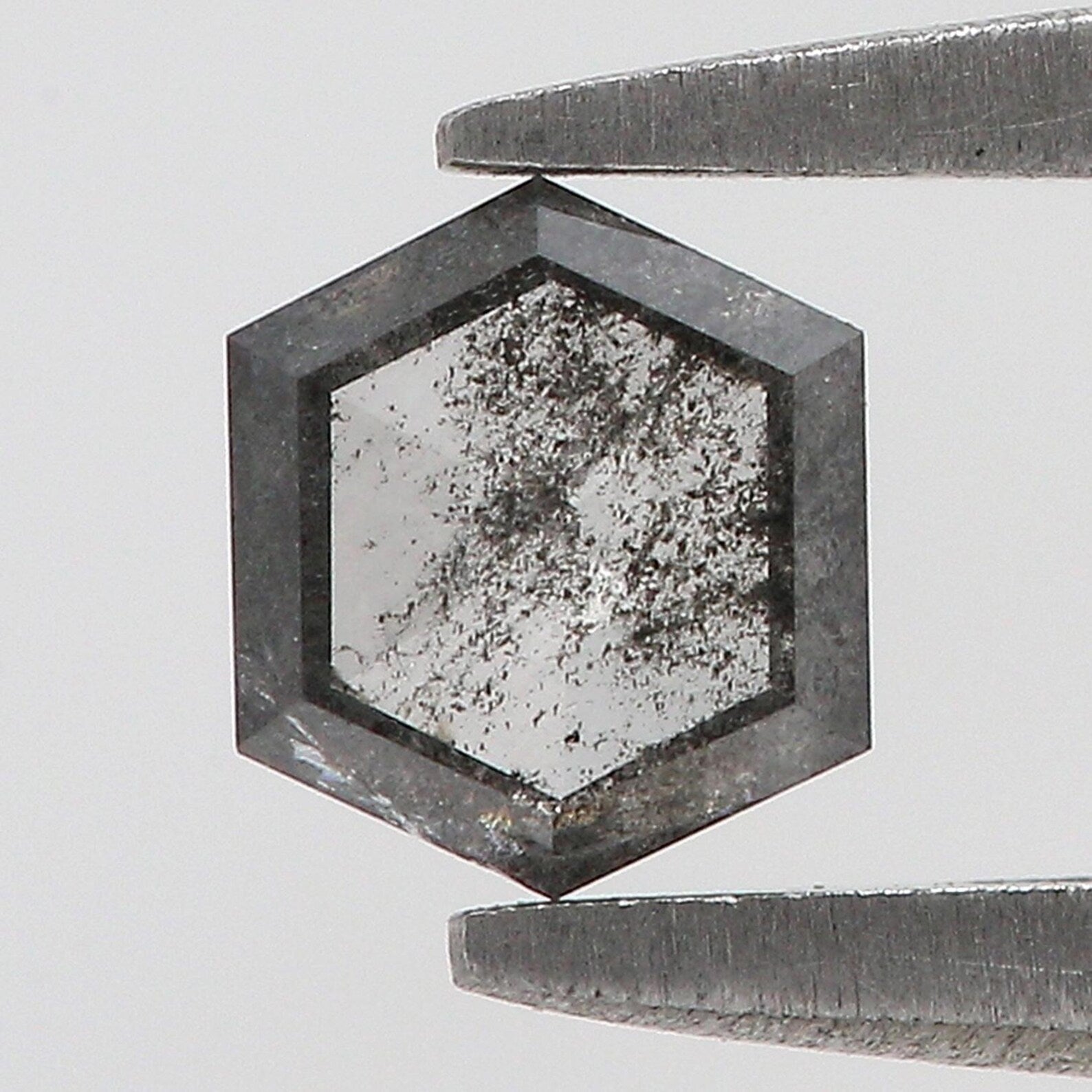 0.43 Ct Natural Loose Hexagon Shape Diamond Salt And Pepper Hexagon Diamond 5.00 MM Natural Black Grey Color Hexagon Rose Cut Diamond QN601